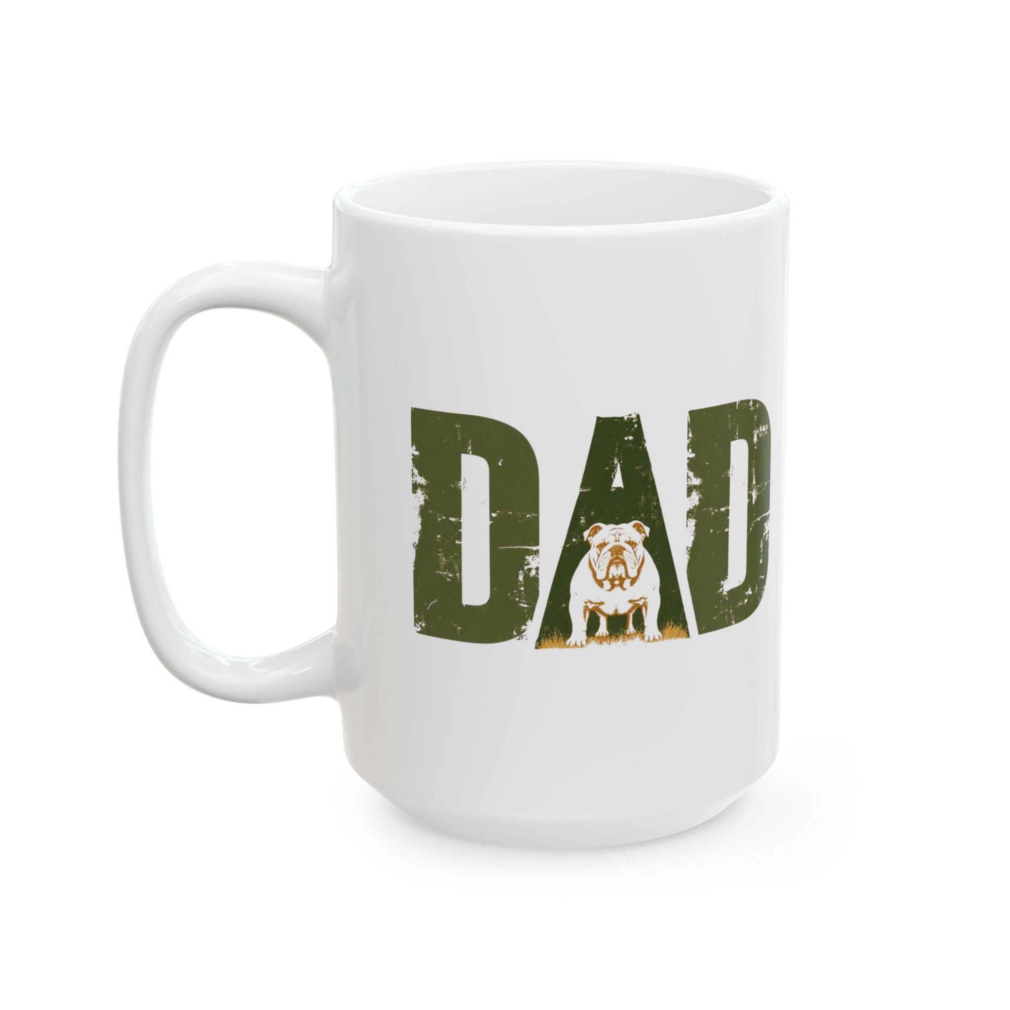 Bulldog Dad Ceramic Mug (11oz/15oz) | Distressed DAD Ceramic Mug (English)