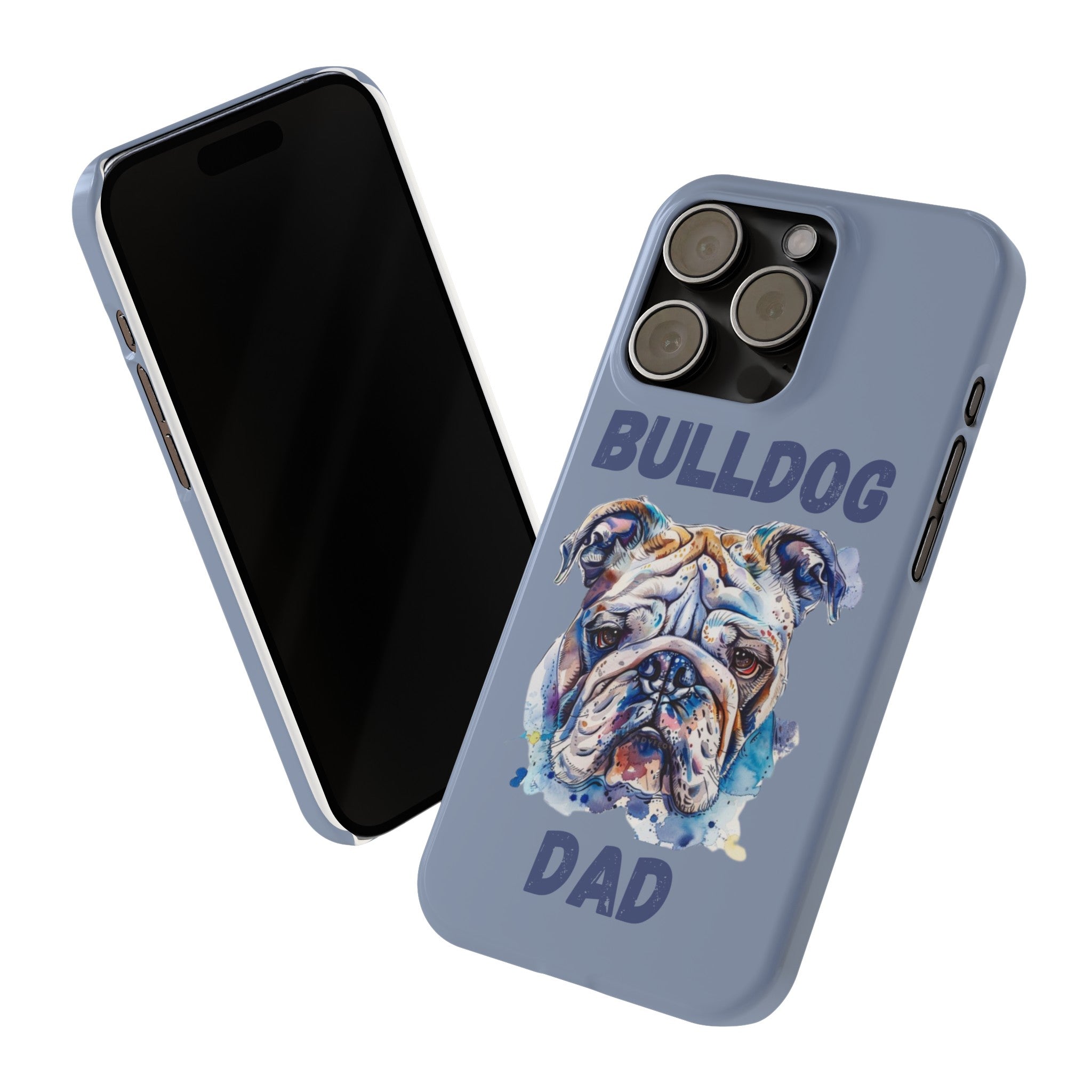 Bulldog Dad iPhone Cases (English/Watercolor)
