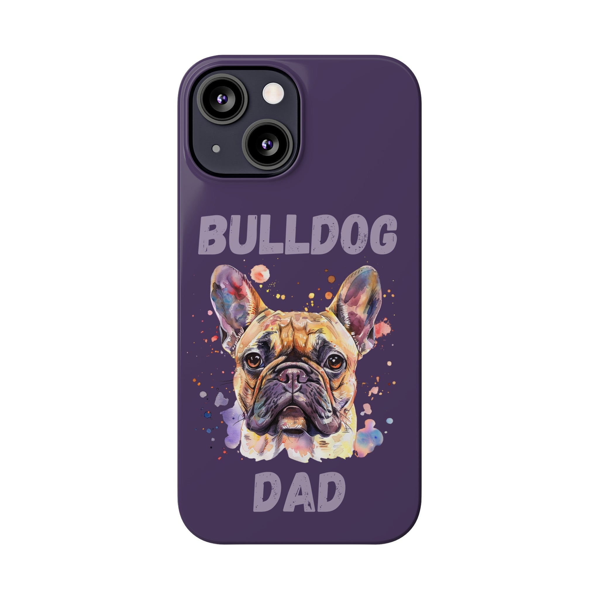 Bulldog Dad iPhone Cases (French/Purple)