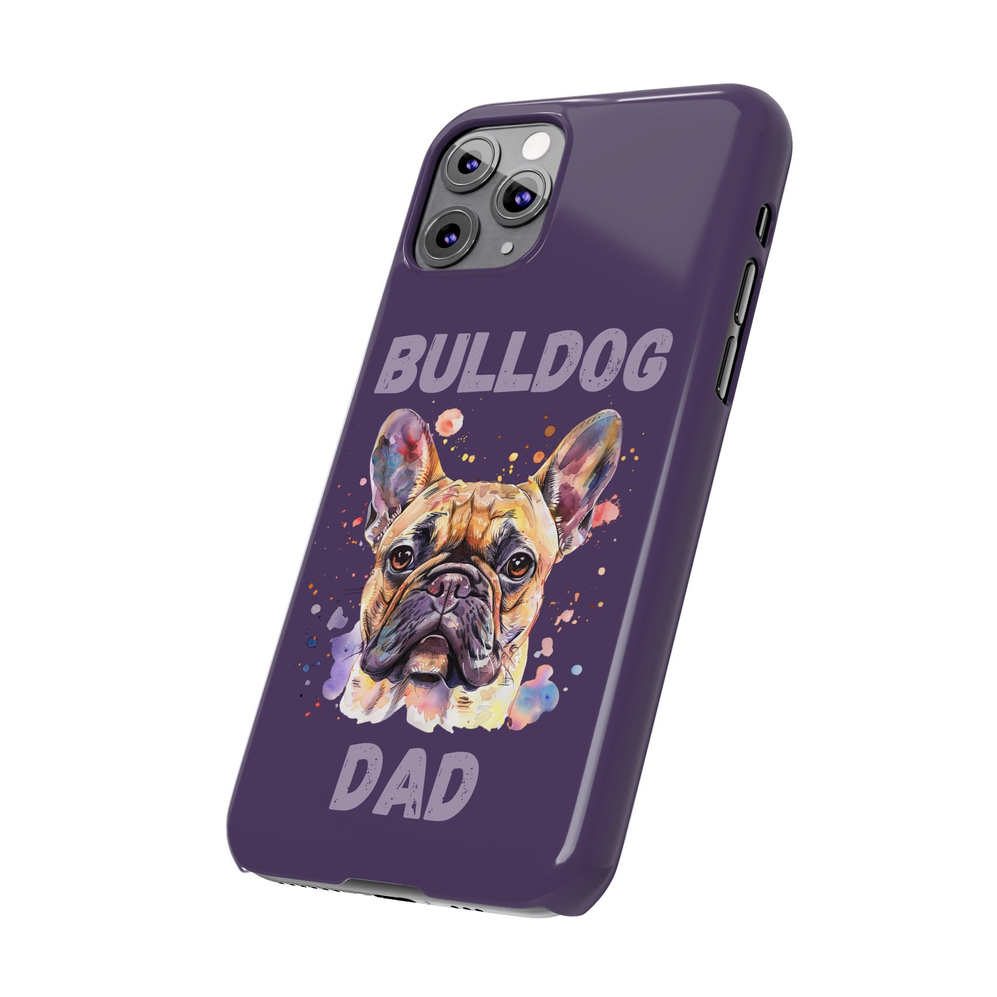 Bulldog Dad iPhone Cases (French/Purple)