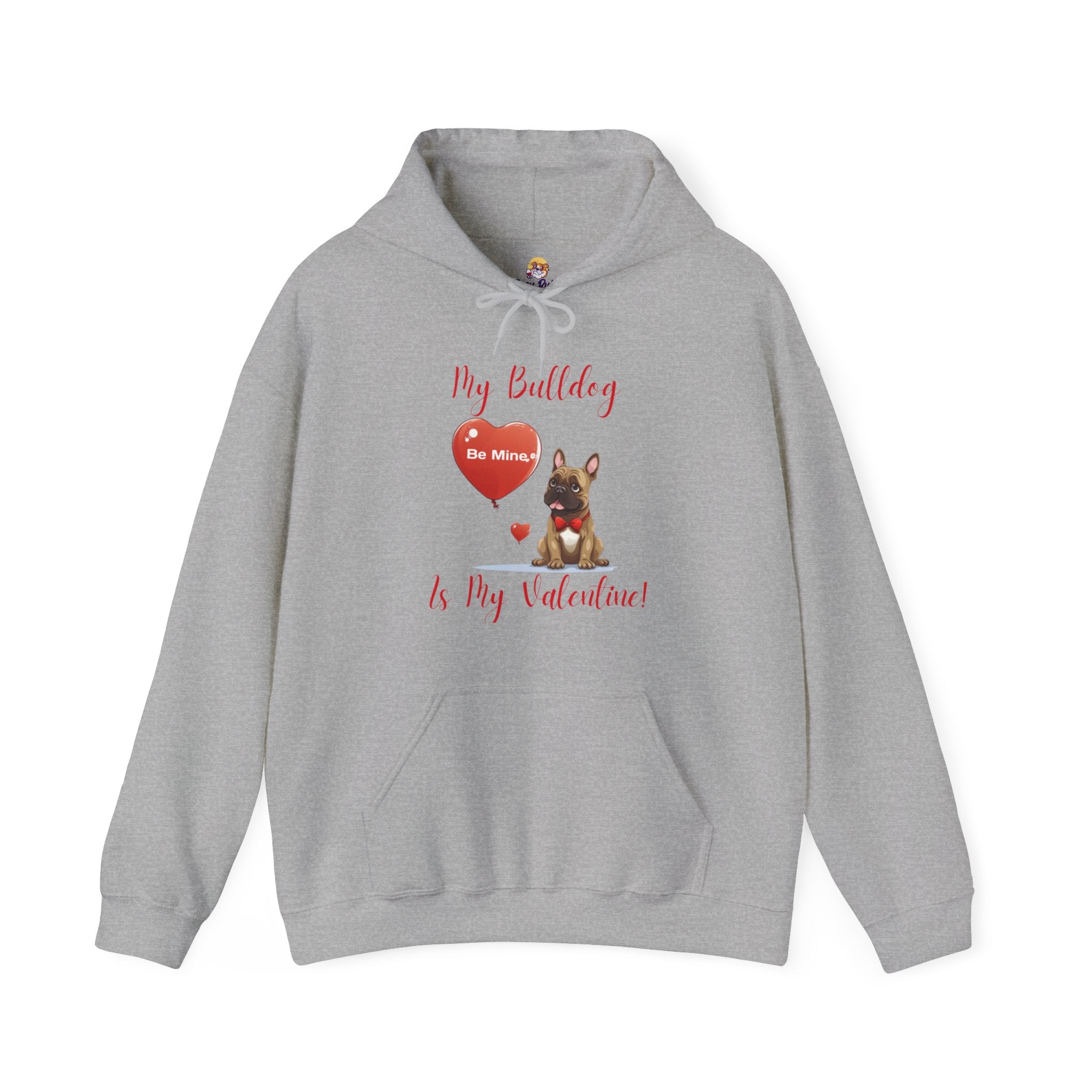 My Bulldog Is My Valentine" - Customizable Bulldog Valentine's Day Hoodie from Tipsy Bully (French/Brown)