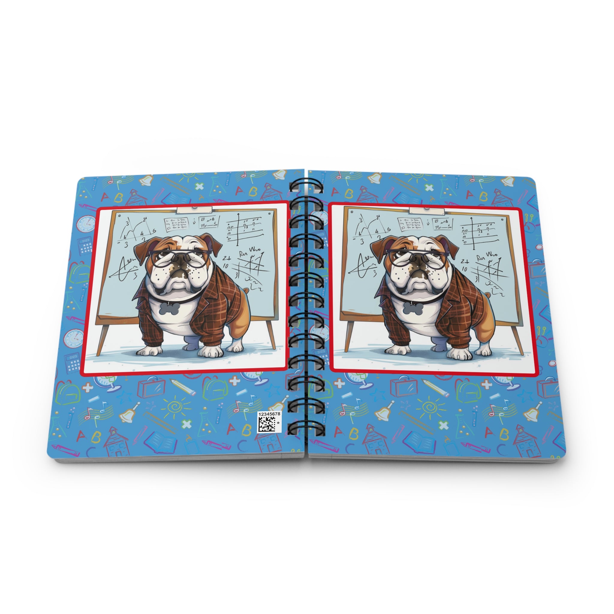 Smarty Paws Back-to-School Bulldog Spiral Notebook (Tan/English)