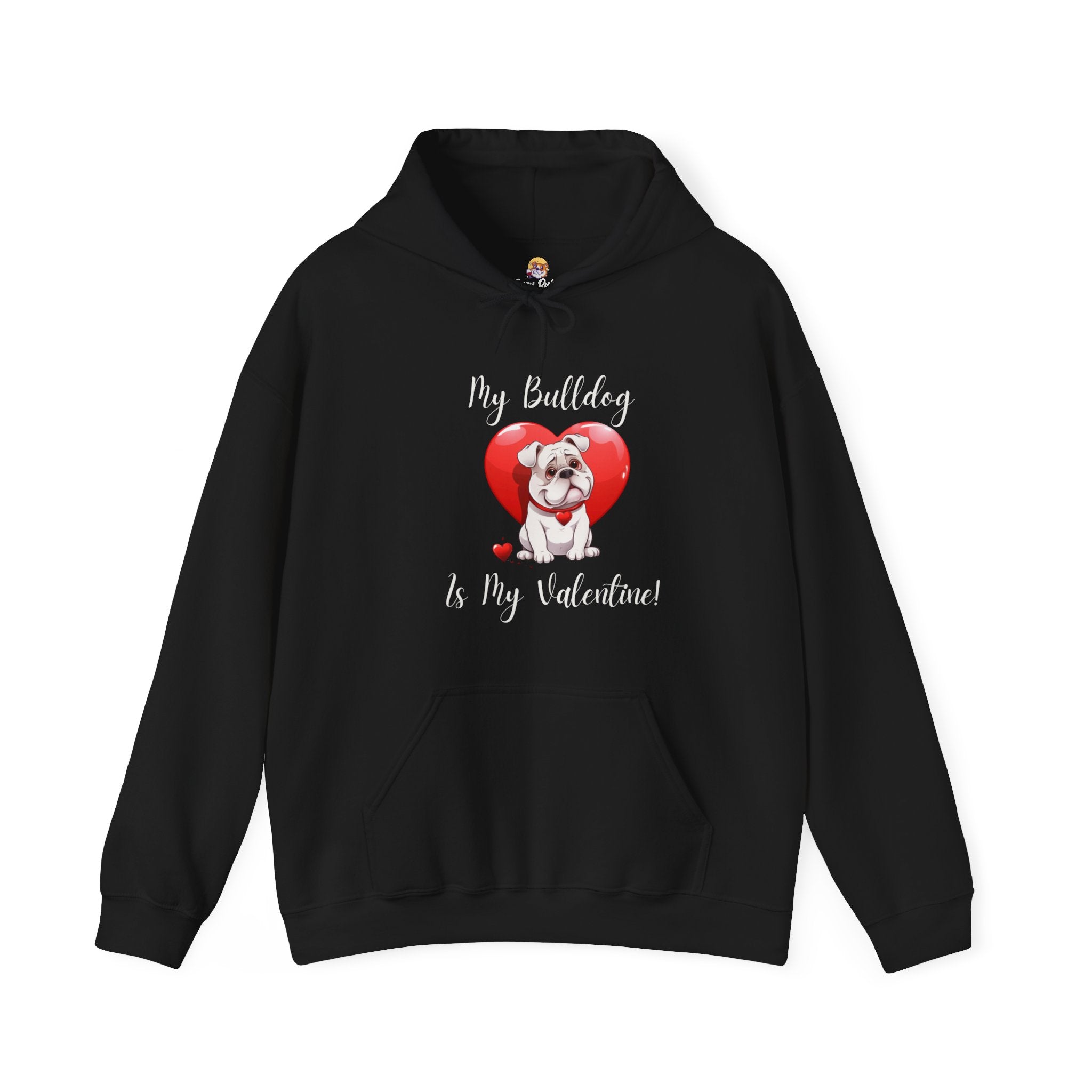 My Bulldog Is My Valentine - Customizable Bulldog Valentine's Day Hoodie from Tipsy Bully (English/White)