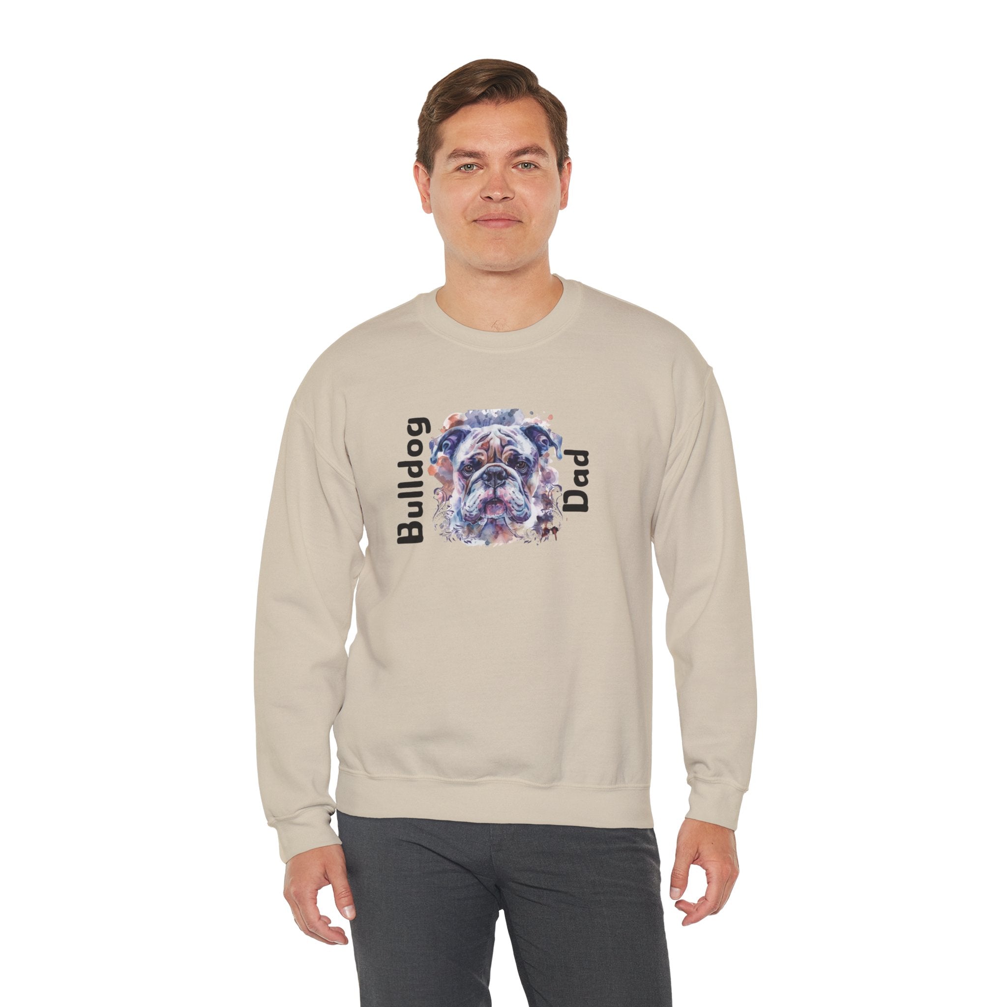 Bulldog Dad crew neck sweatshirt alternate view - English Bulldog mom gift | Tipsy Bully