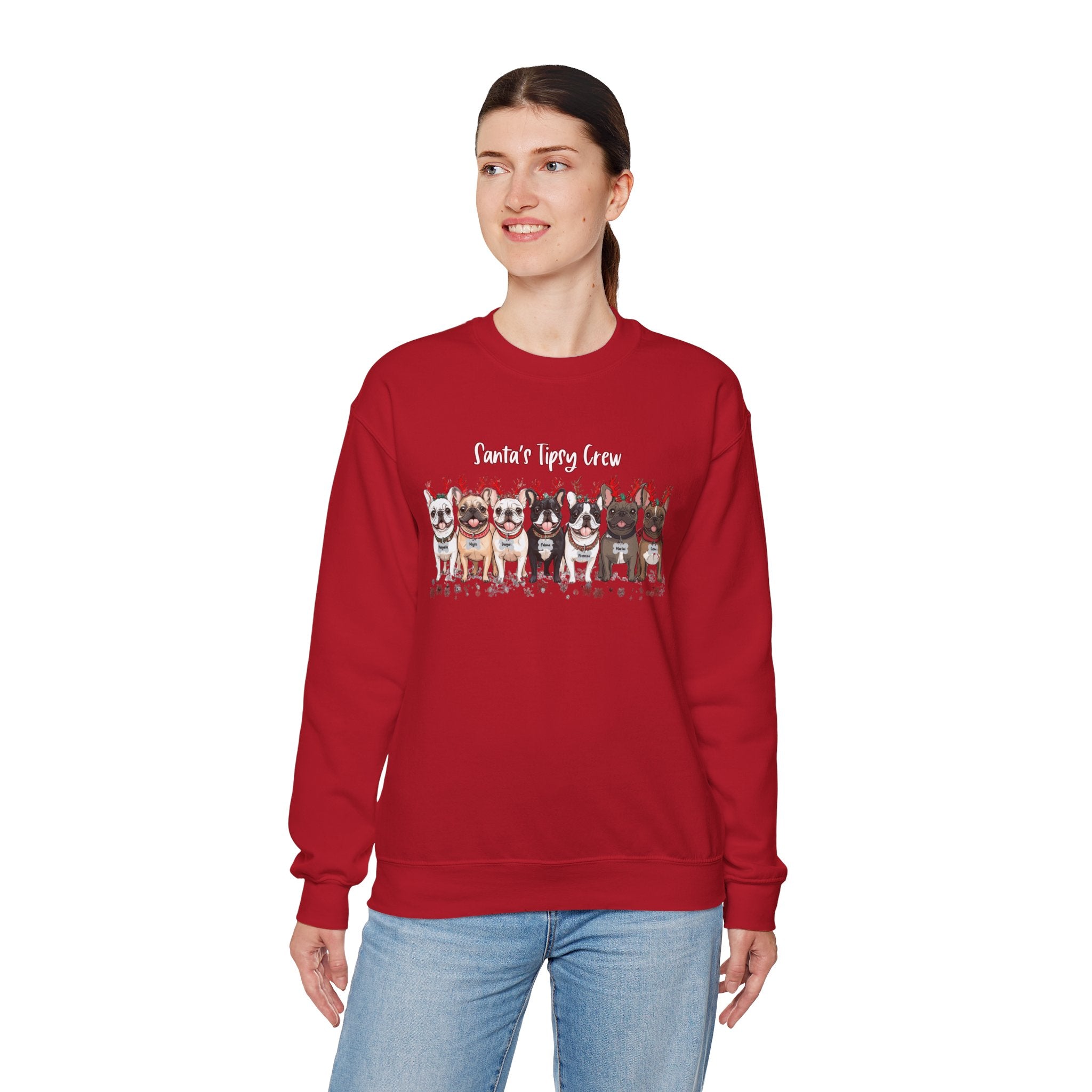 “Santa’s Tipsy Crew” Christmas Crewneck Sweatshirt - Unisex option 9 - French Bulldog mom sweatshirt | Tipsy Bully