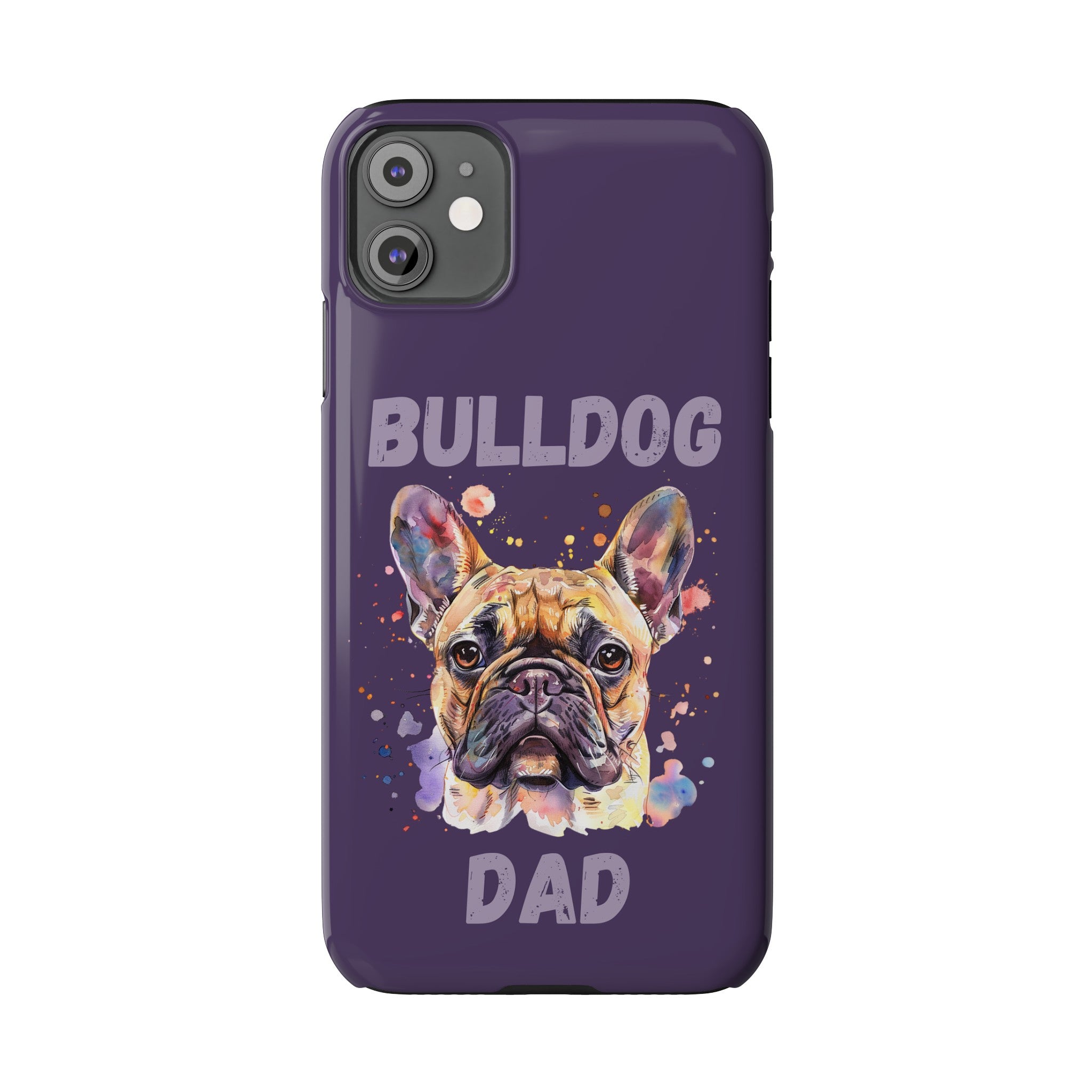 Bulldog Dad iPhone Cases (French/Purple)