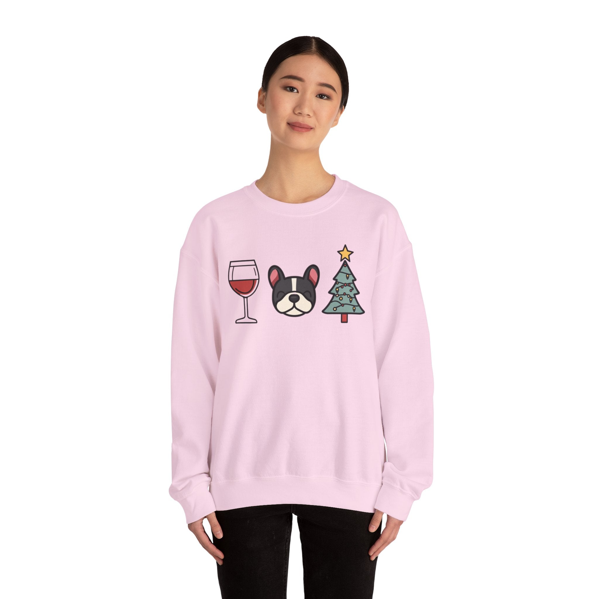 "Santa Paws & Merlot Cheer" Christmas Crewneck Sweatshirt - Unisex (French)