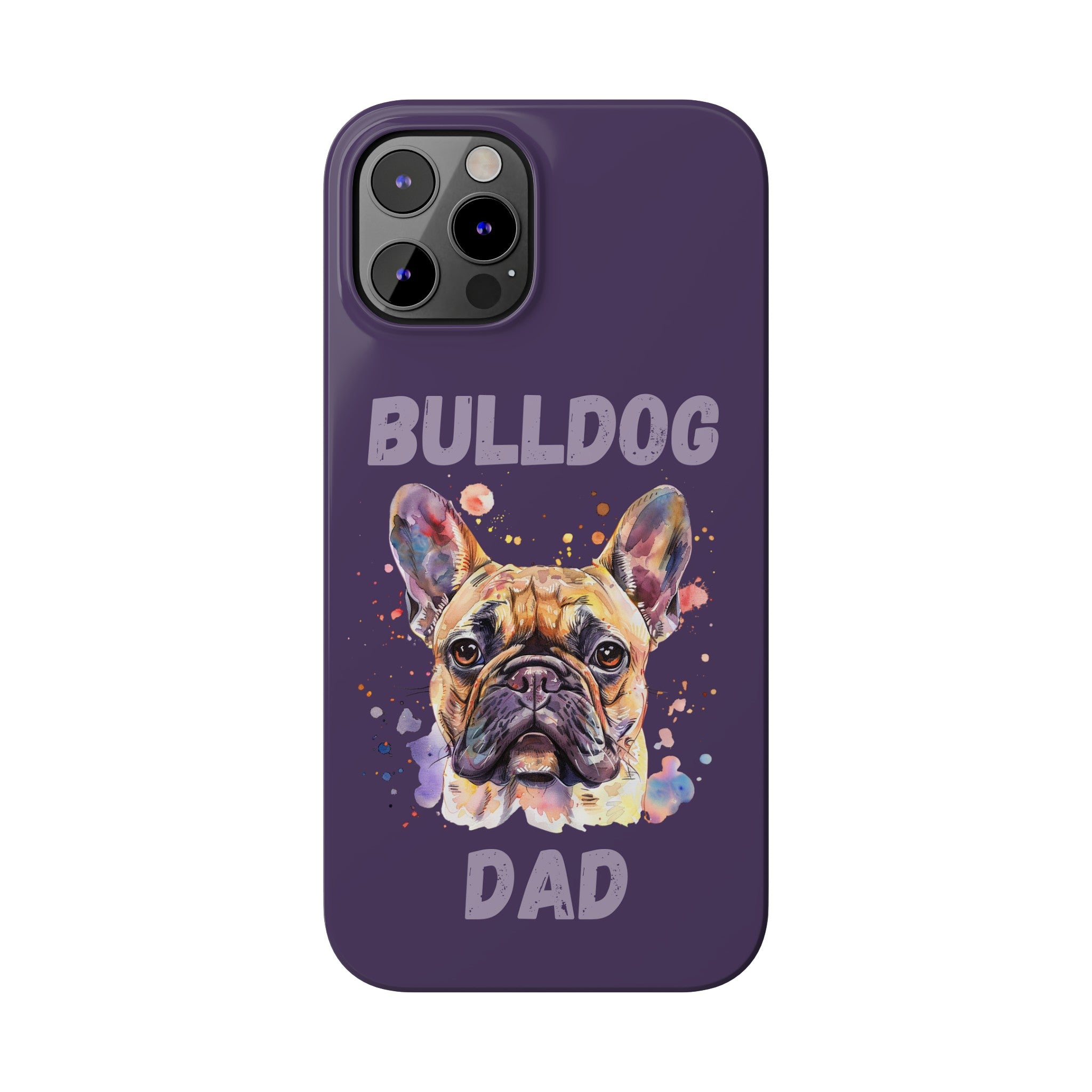 Bulldog Dad iPhone Cases (French/Purple)