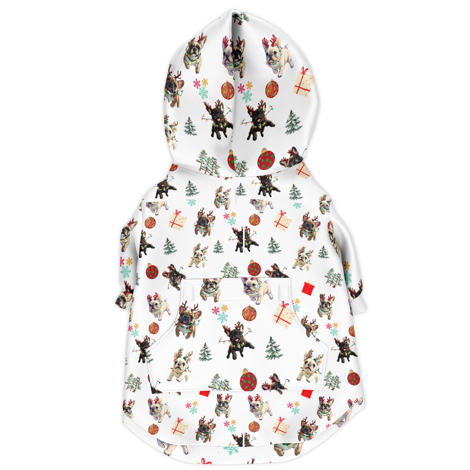 "Jolly Bulldog" Christmas Dog Hoodie (French)