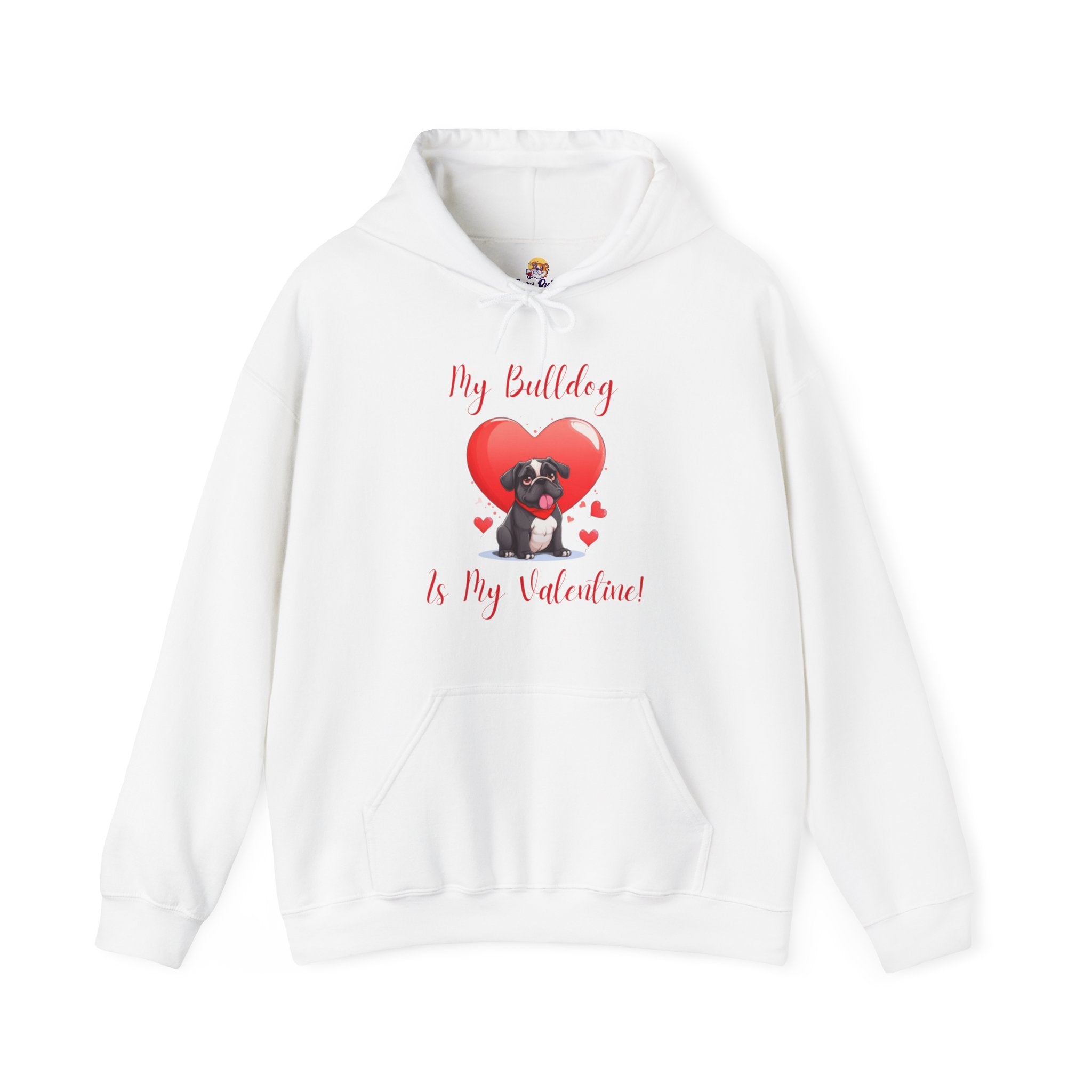 My Bulldog Is My Valentine - Customizable Bulldog Valentine's Day Hoodie from Tipsy Bully (English/Black)