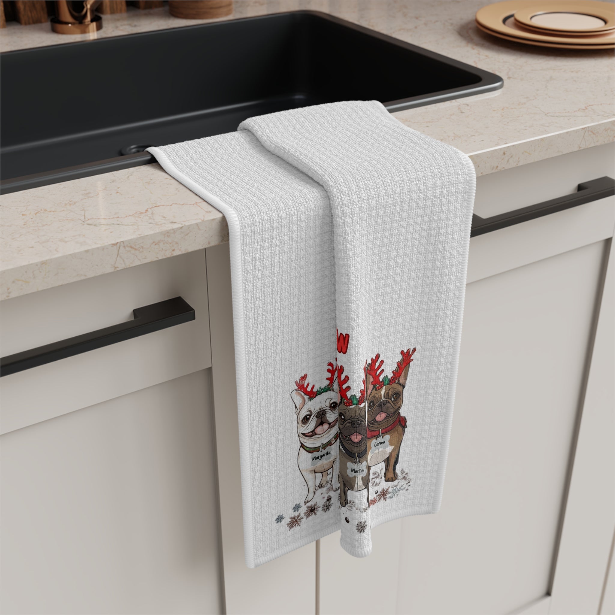 "Santa’s Tipsy Crew" Christmas Microfiber Tea Towel (French)