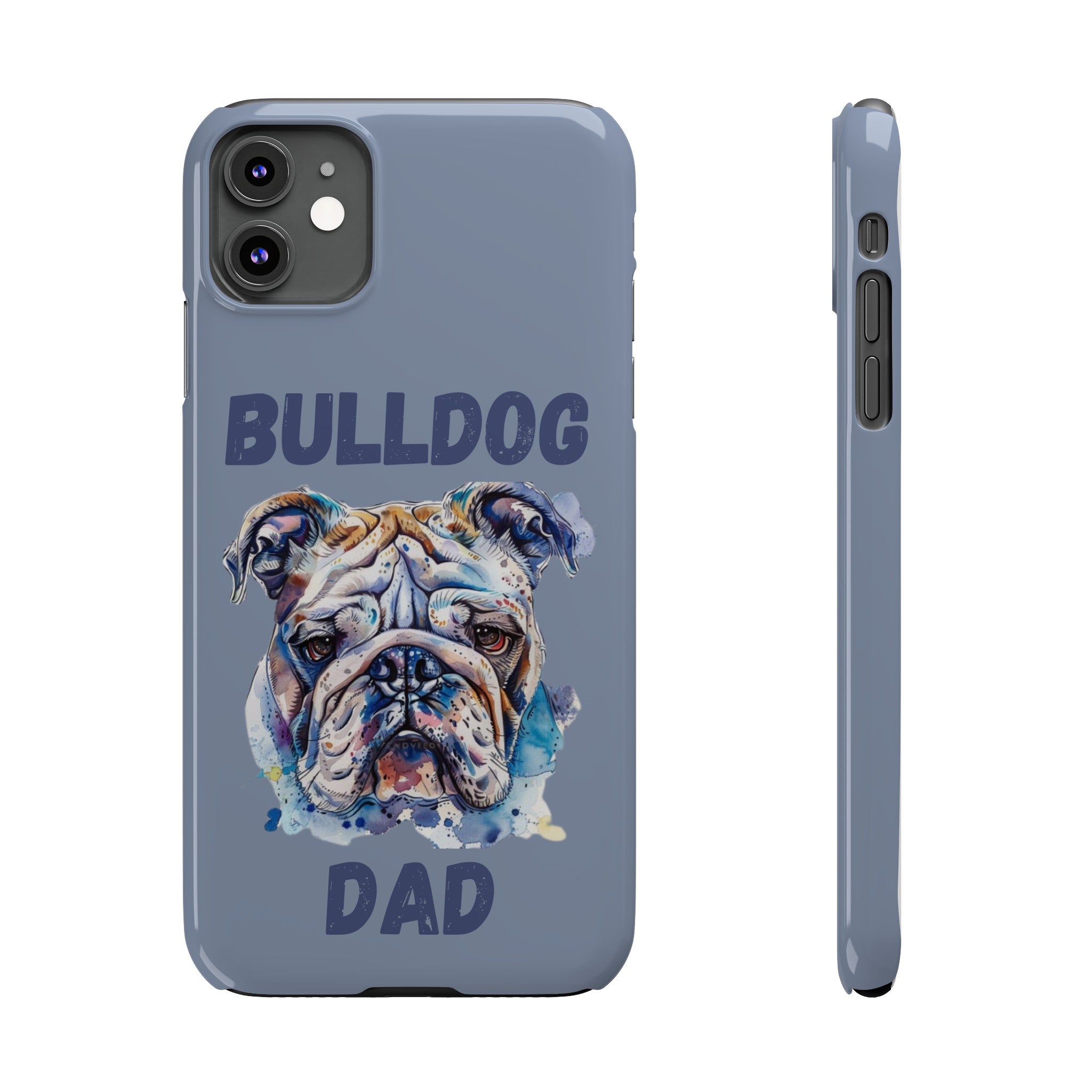 Bulldog Dad iPhone Cases (English/Watercolor)