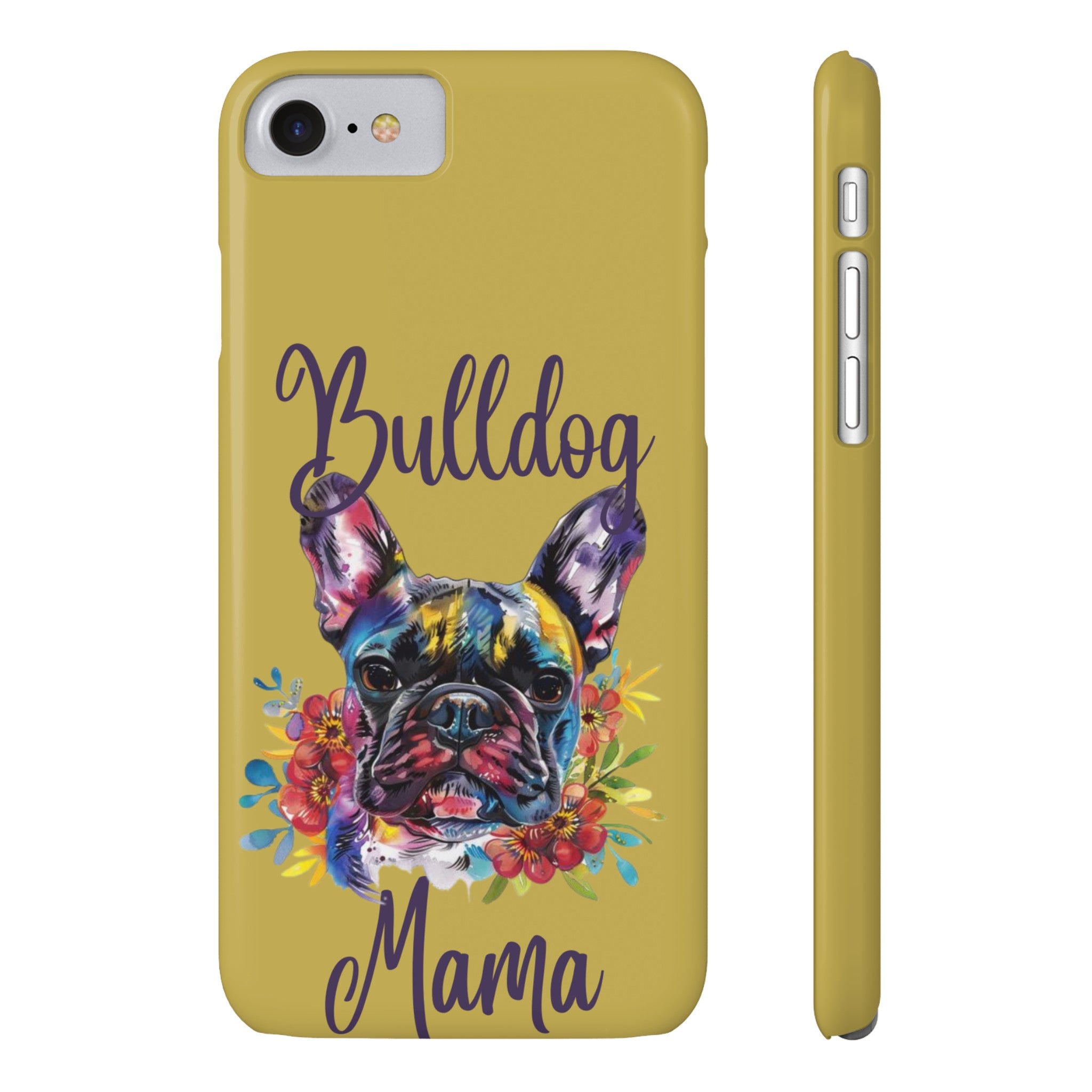 Bulldog Mama iPhone Cases (French/Lime)