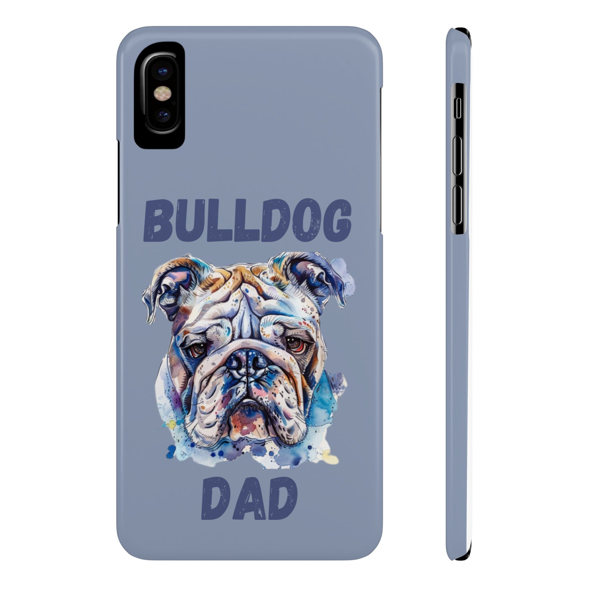 Bulldog Dad iPhone Cases (English/Watercolor)
