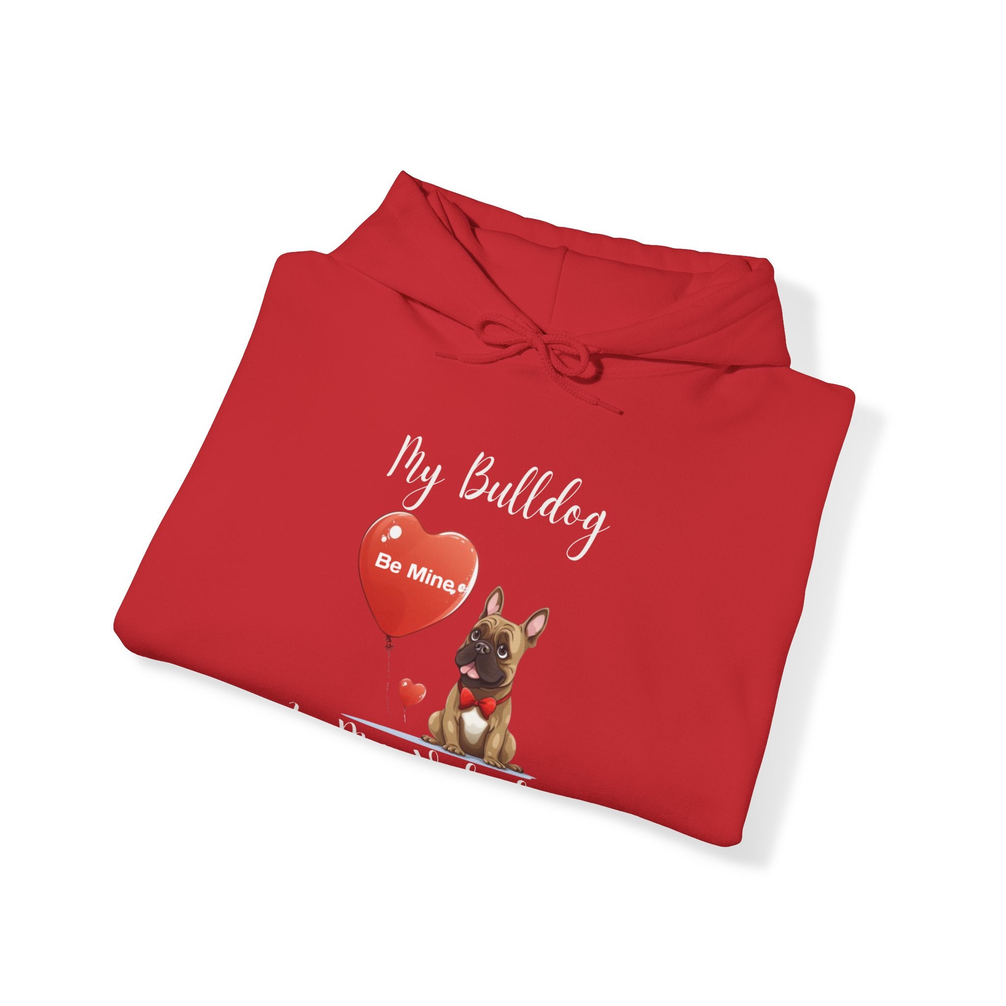 My Bulldog Is My Valentine" - Customizable Bulldog Valentine's Day Hoodie from Tipsy Bully (French/Brown)