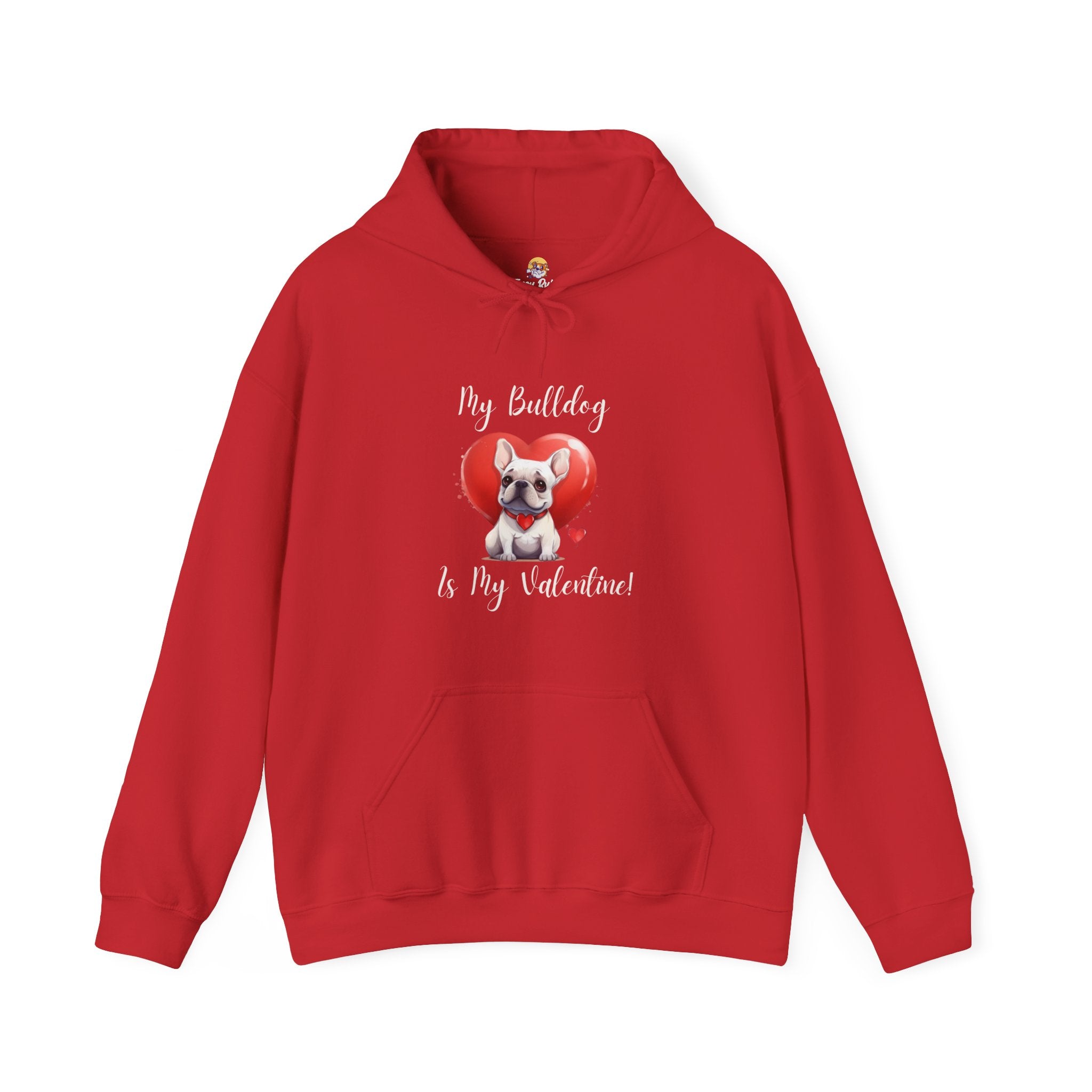 My Bulldog Is My Valentine" - Customizable Bulldog Valentine's Day Hoodie from Tipsy Bully (French/White)