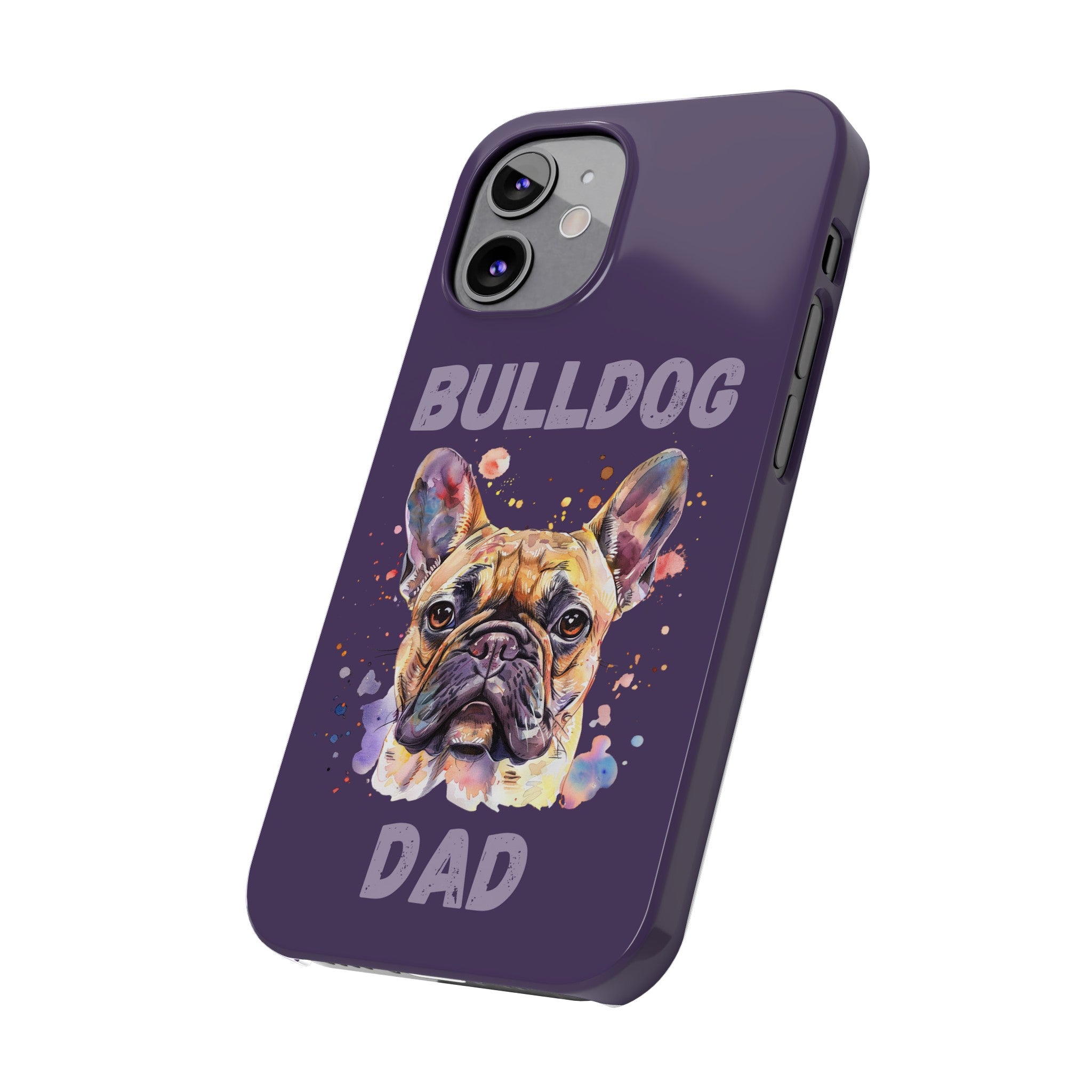 Bulldog Dad iPhone Cases (French/Purple)