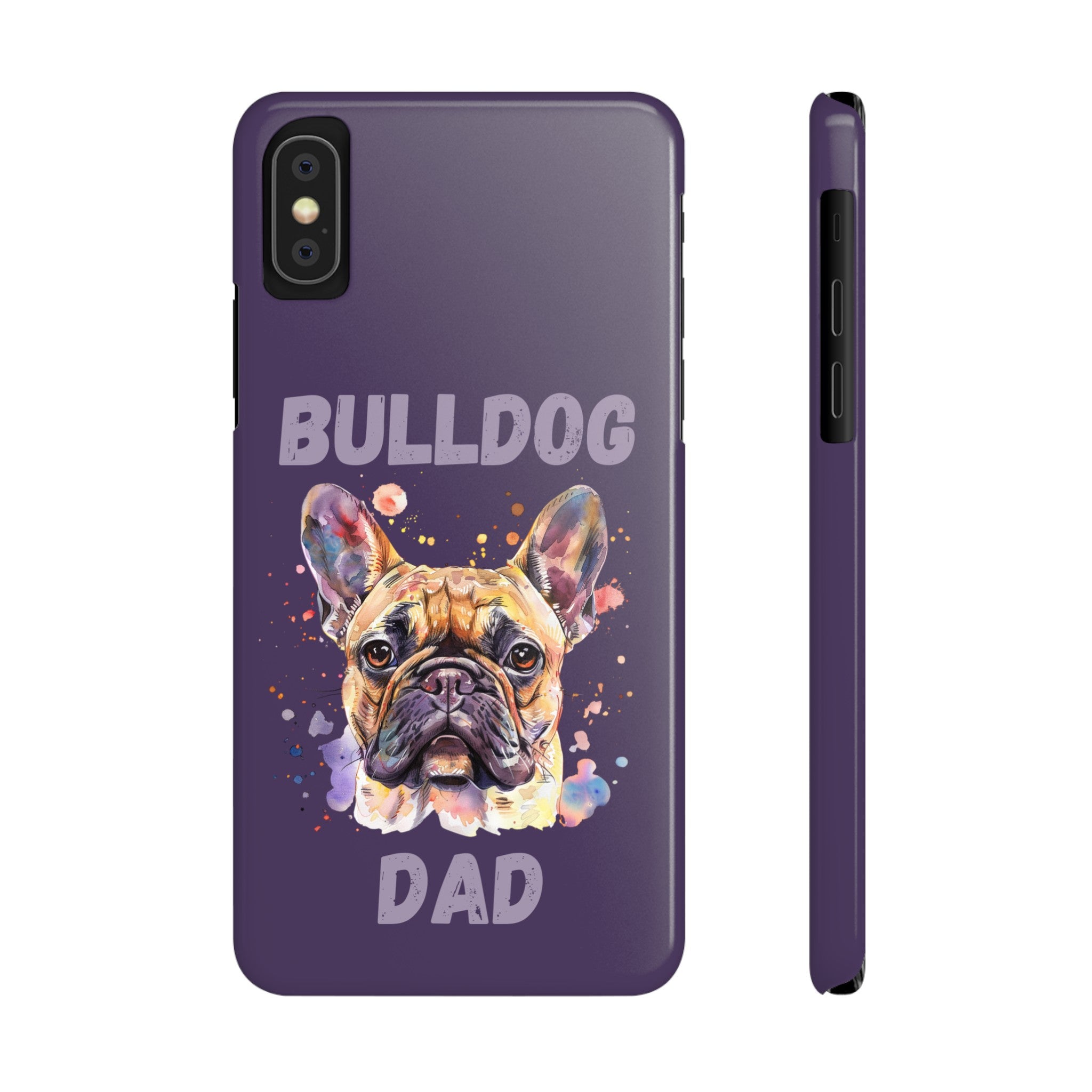 Bulldog Dad iPhone Cases (French/Purple)