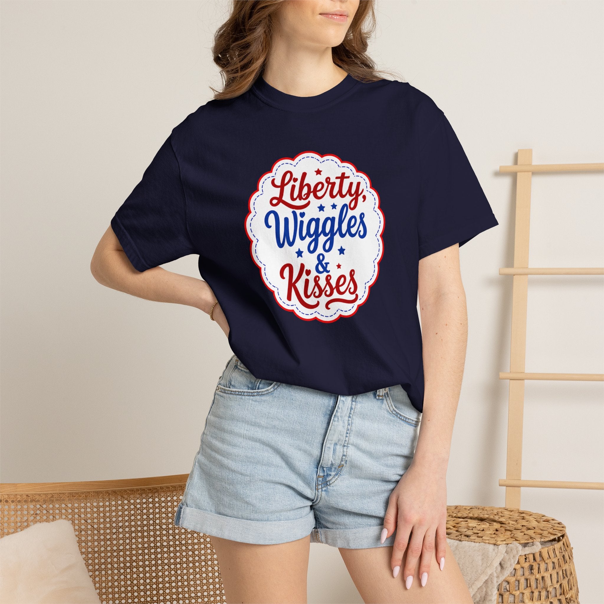 Stars, Stripes & Slobber Bulldog T-Shirt | Patriotic Garment-Dyed Tee (French)