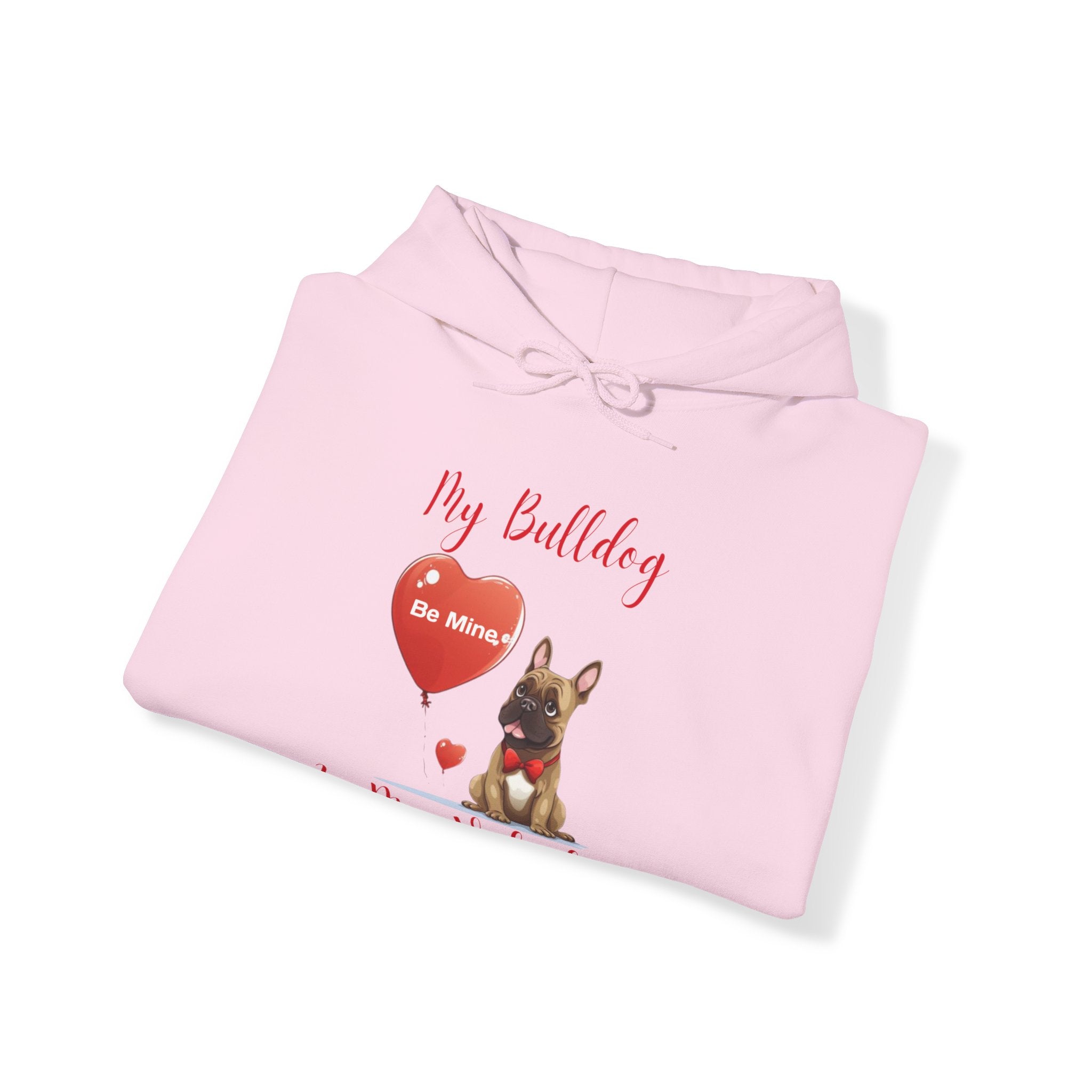 My Bulldog Is My Valentine" - Customizable Bulldog Valentine's Day Hoodie from Tipsy Bully (French/Brown)