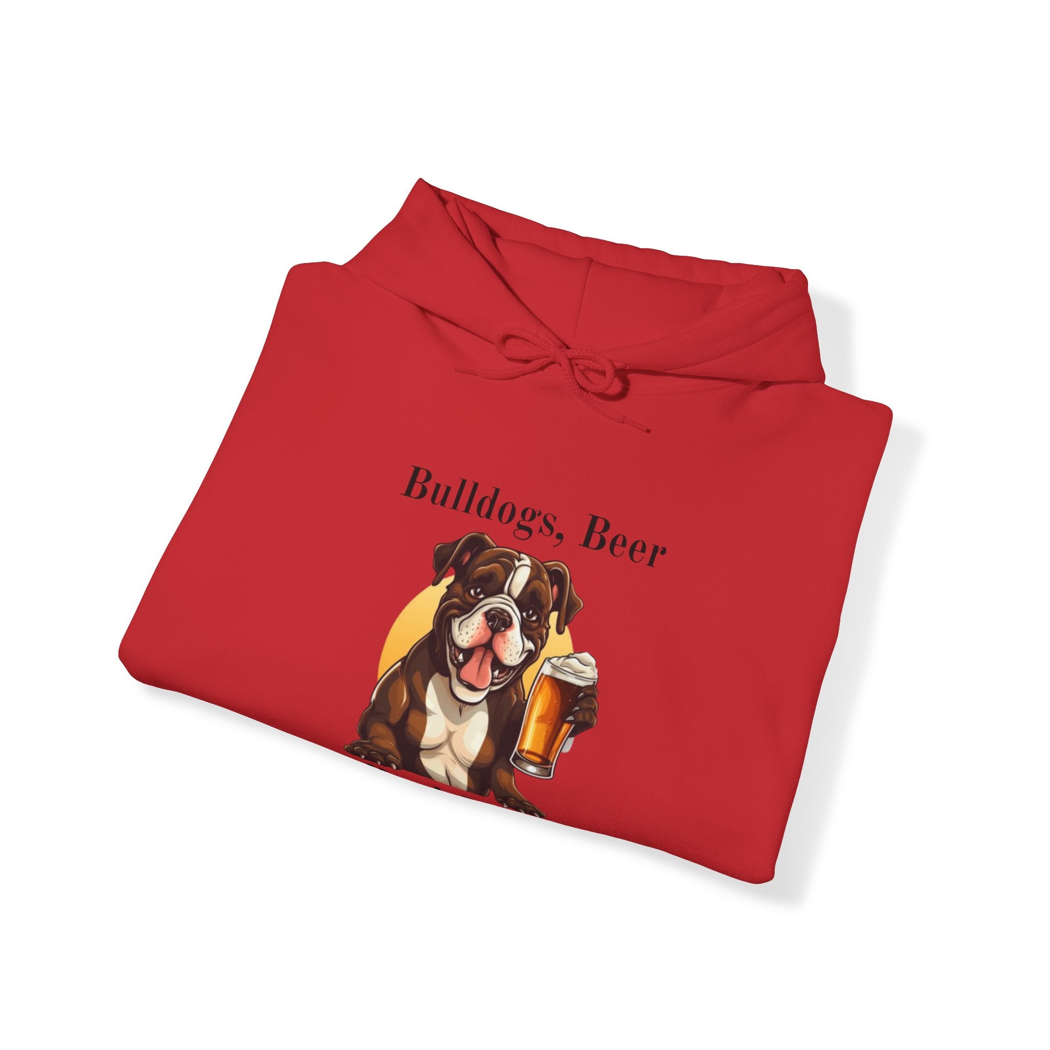 Bulldogs, Beer, and Bad Decisions" Hoodie - Your Go-To Gear for Mischievous Times! (American/Brown)