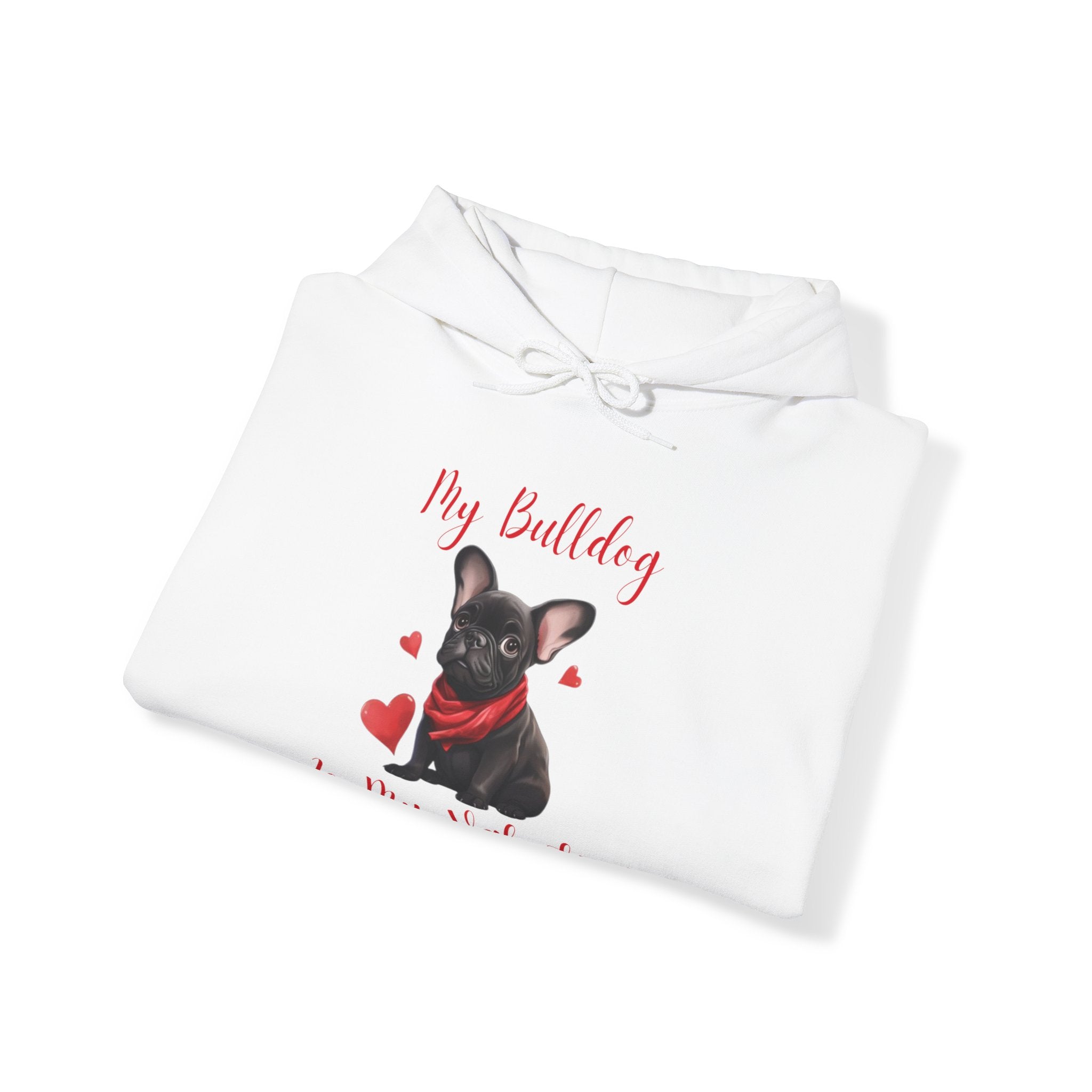 My Bulldog Is My Valentine" - Customizable Bulldog Valentine's Day Hoodie from Tipsy Bully (French/Black)