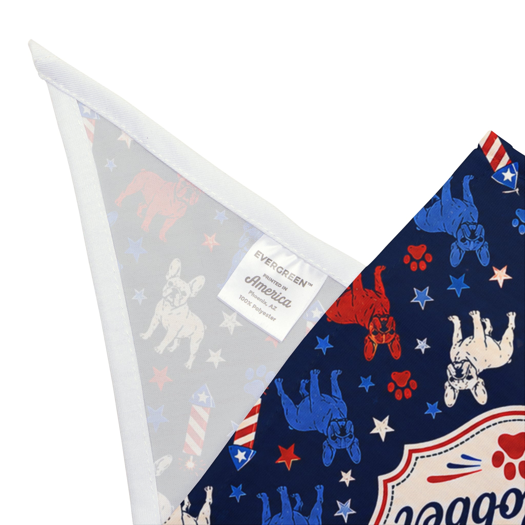 Stars, Stripes and Slobber 4th of July Dog Bandana (French)
