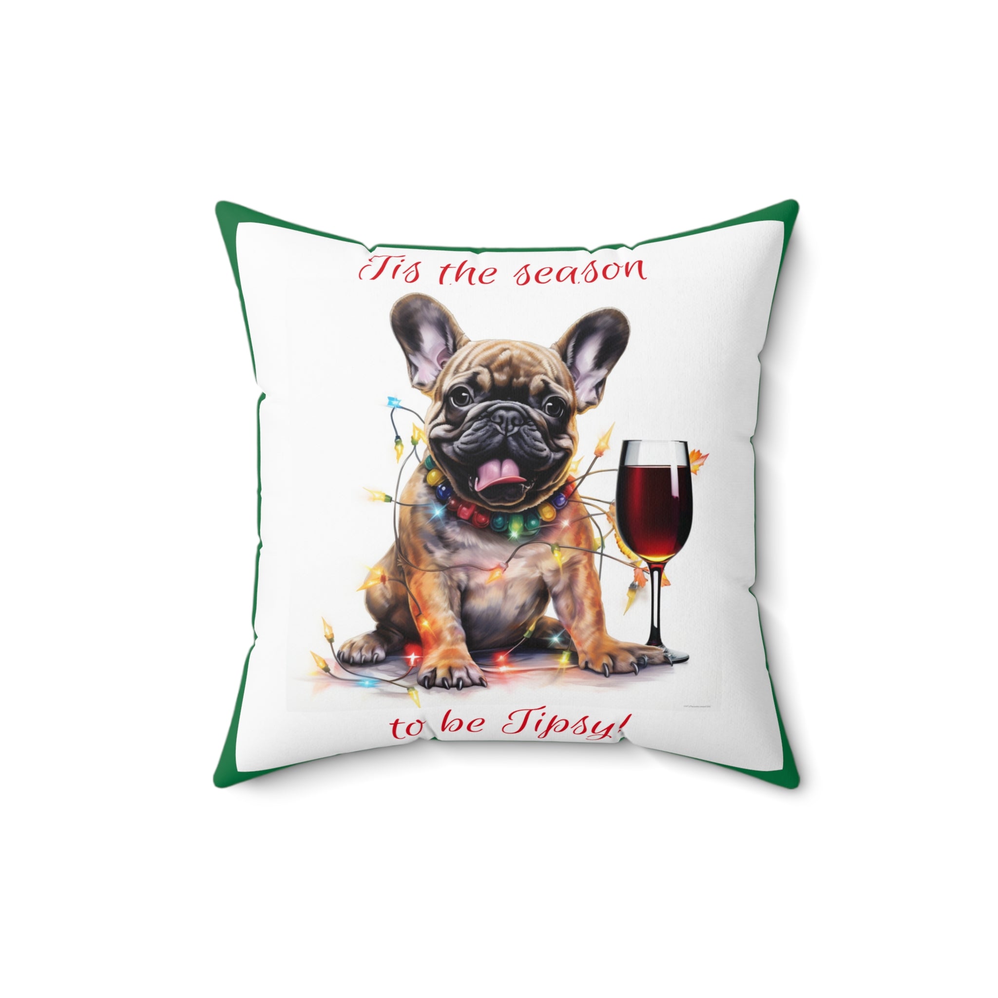 Tipsy Bully Holiday Pillow (Brown French-Tis the Season-Green)