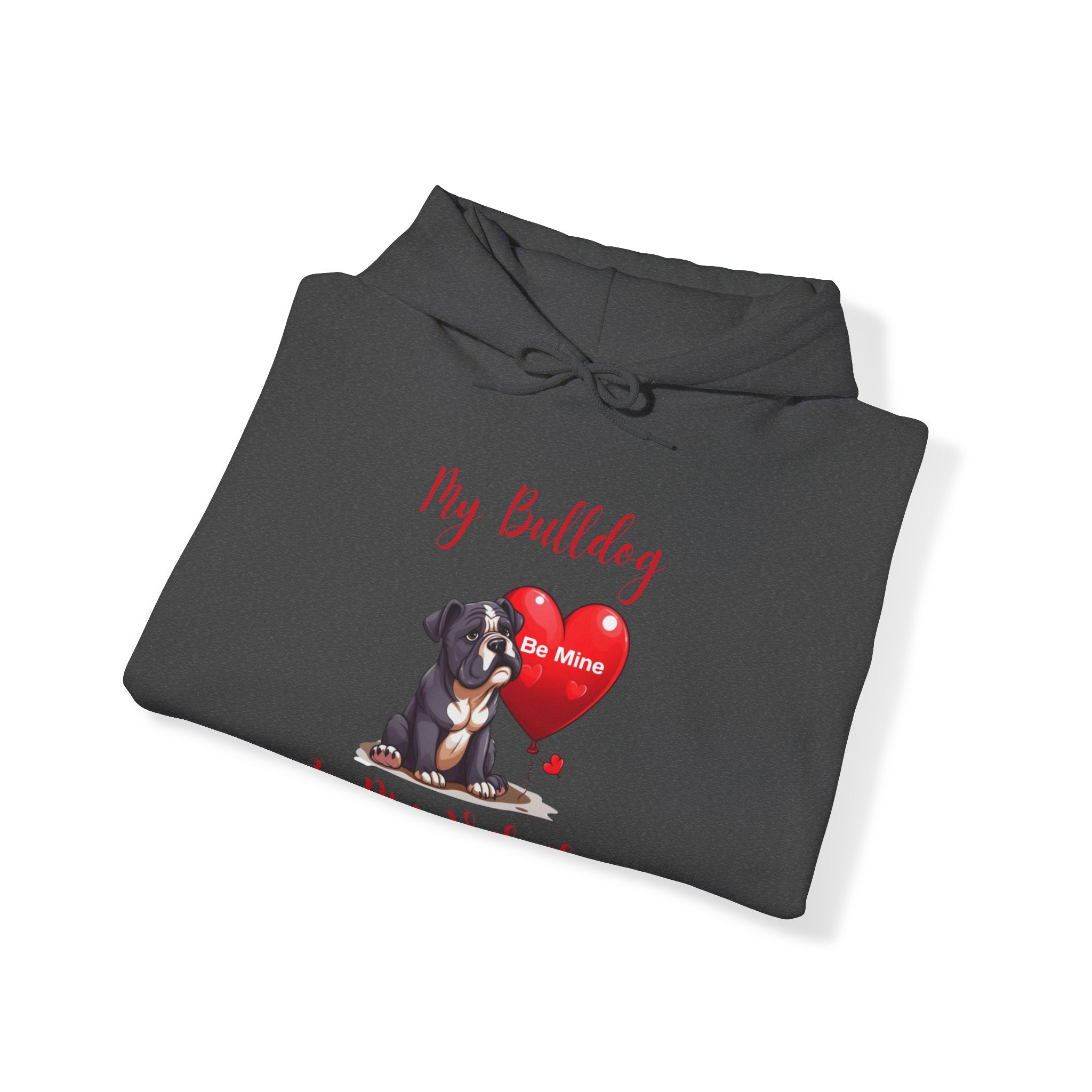 My Bulldog Is My Valentine- Customizable Bulldog Valentine's Day Hoodie from Tipsy Bully (English/Black)