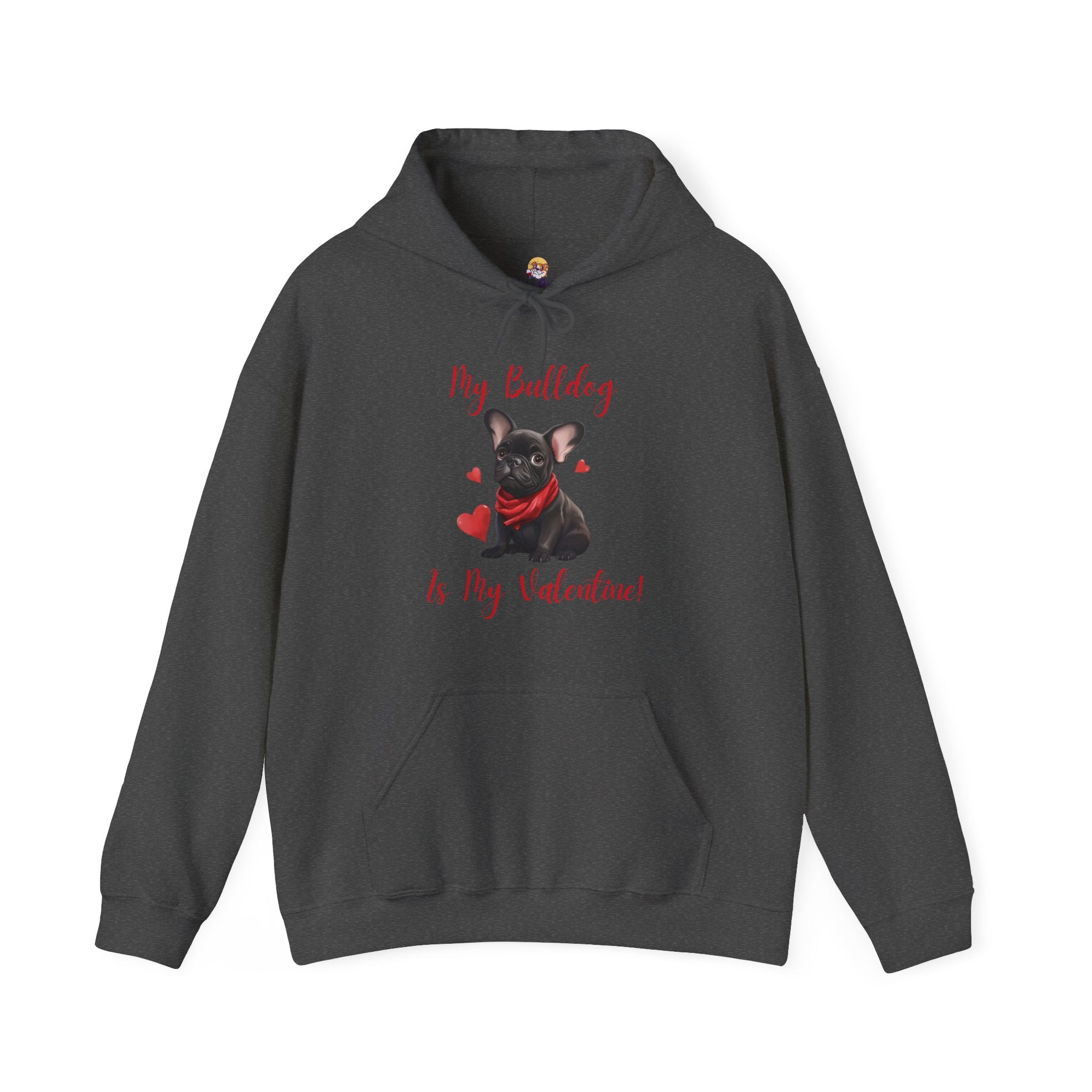 My Bulldog Is My Valentine" - Customizable Bulldog Valentine's Day Hoodie from Tipsy Bully (French/Black)