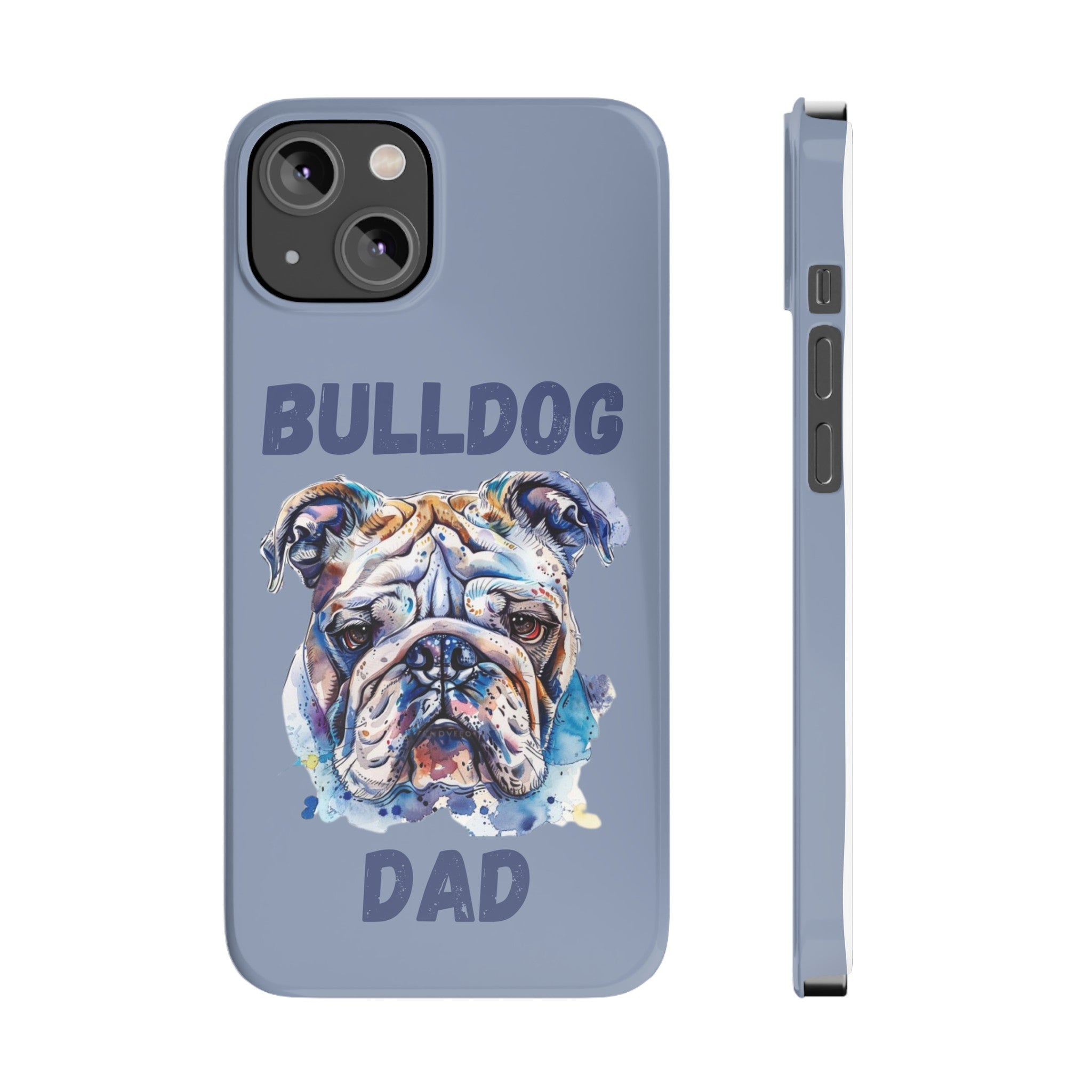 Bulldog Dad iPhone Cases (English/Watercolor)