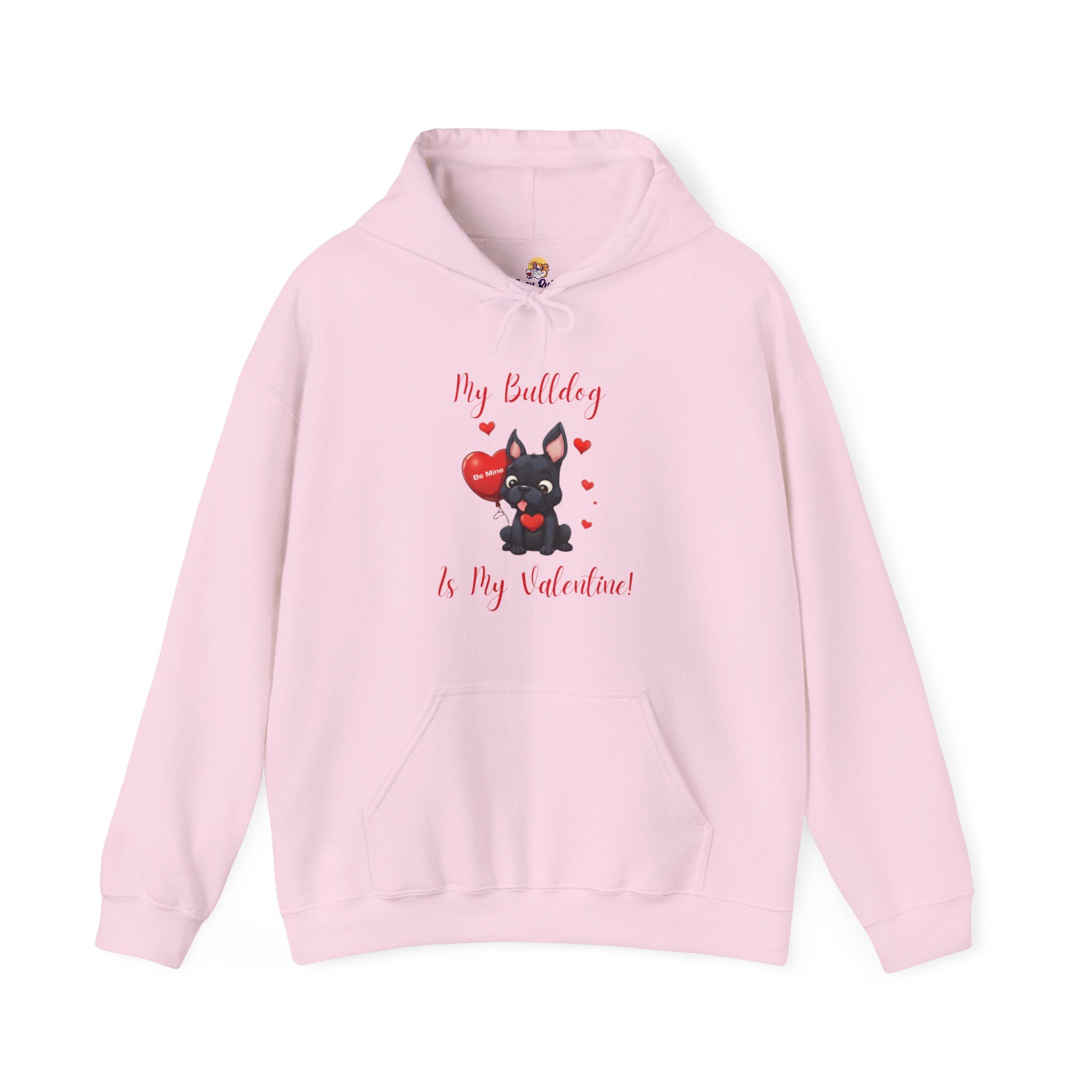 My Bulldog Is My Valentine" - Customizable Bulldog Valentine's Day Hoodie from Tipsy Bully (French/Black)