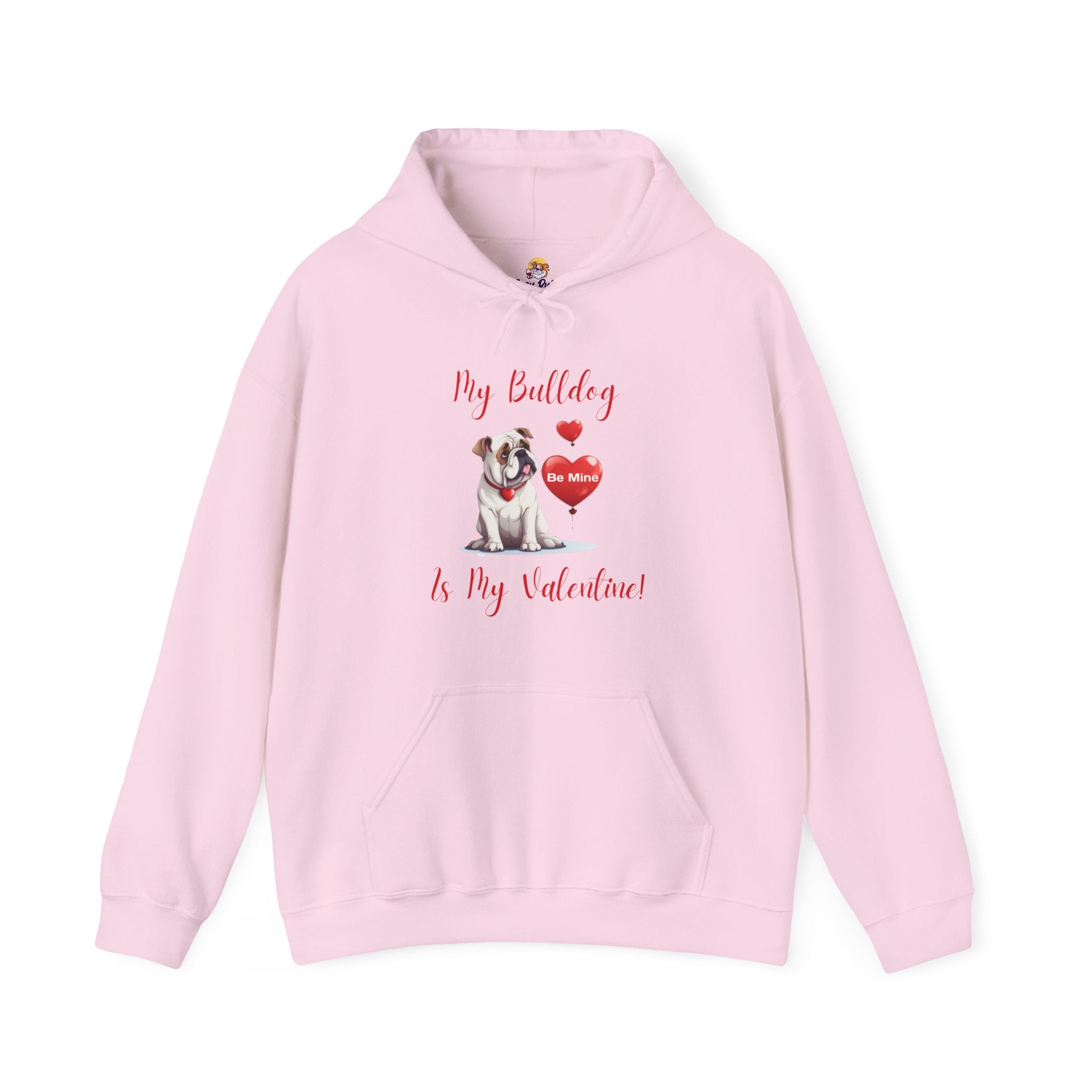 My Bulldog Is My Valentine" - Customizable Bulldog Valentine's Day Hoodie from Tipsy Bully (English/White)