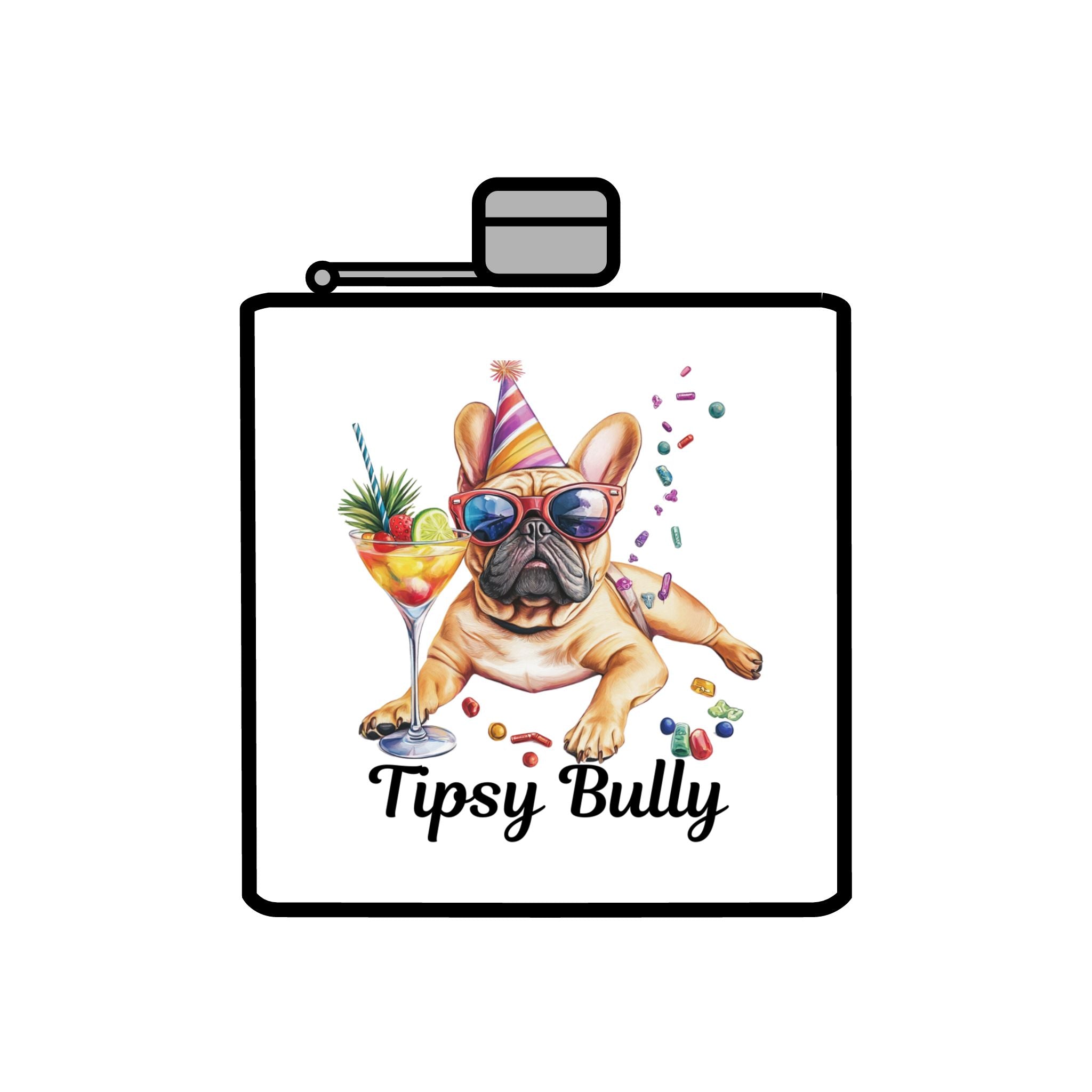 Tipsy Bully Stainless Steel Flask – Bulldog Edition (French/Tipsy Bully)