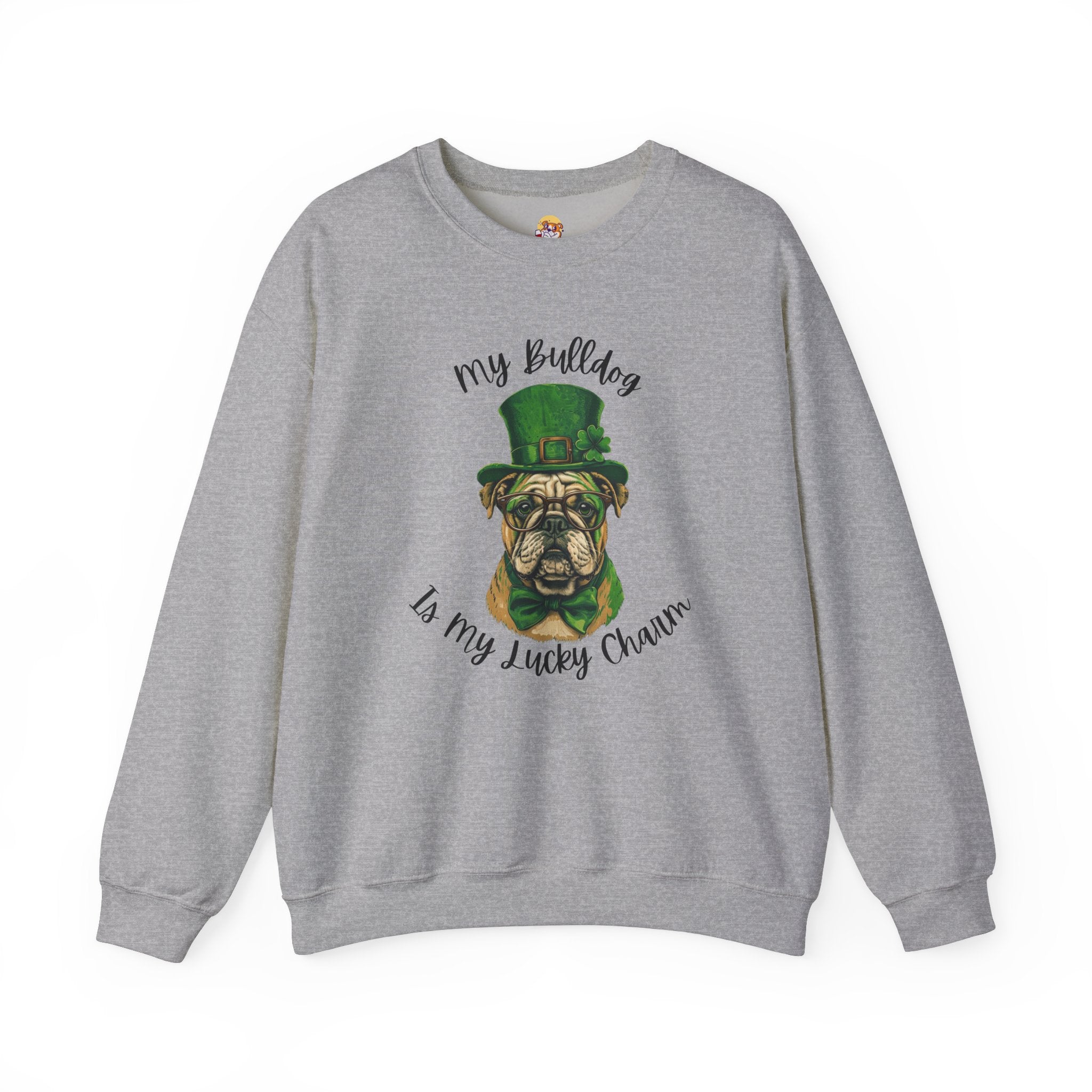 Tipsy Bully St. Patrick's Day Sweatshirt: "My Bulldog is My Lucky Charm (English)