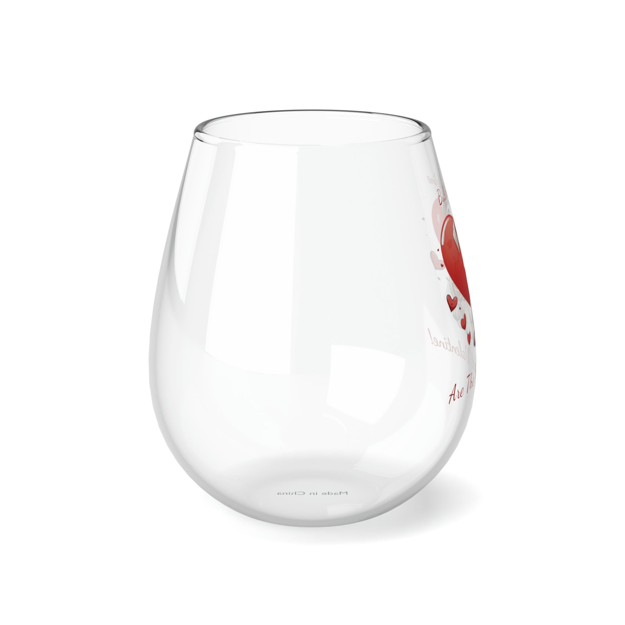 Bulldogs & Wine Are the Perfect Valentine! Stemless Wine Glass - English Bulldog