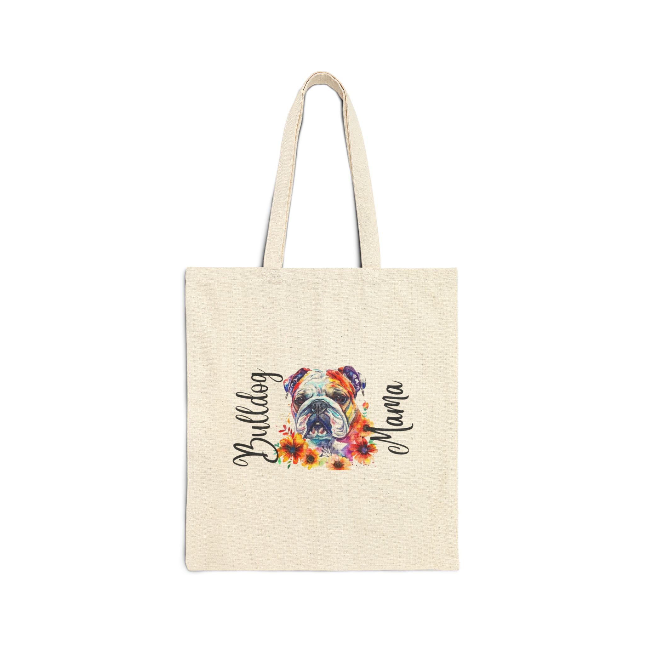 Bulldog Mama Cotton Canvas Tote Bag (English2)