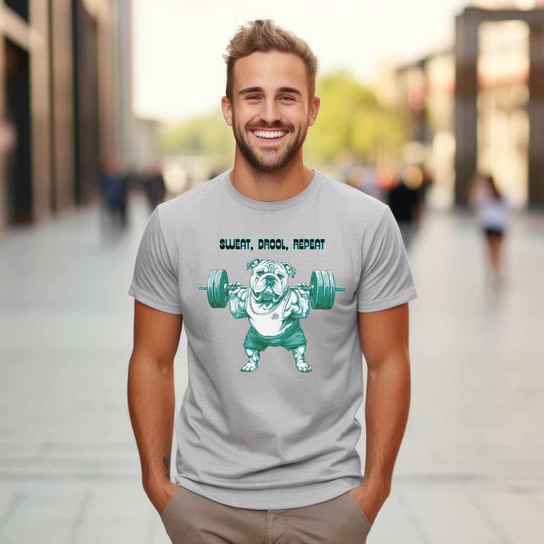 Tipsy Bullly Ripped Bulldog Unisex Moisture Wicking Performance T-Shirt (English/Green)