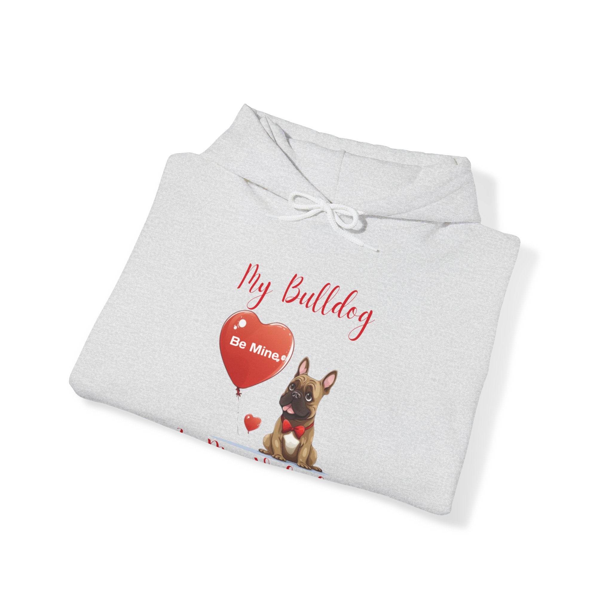 My Bulldog Is My Valentine" - Customizable Bulldog Valentine's Day Hoodie from Tipsy Bully (French/Brown)