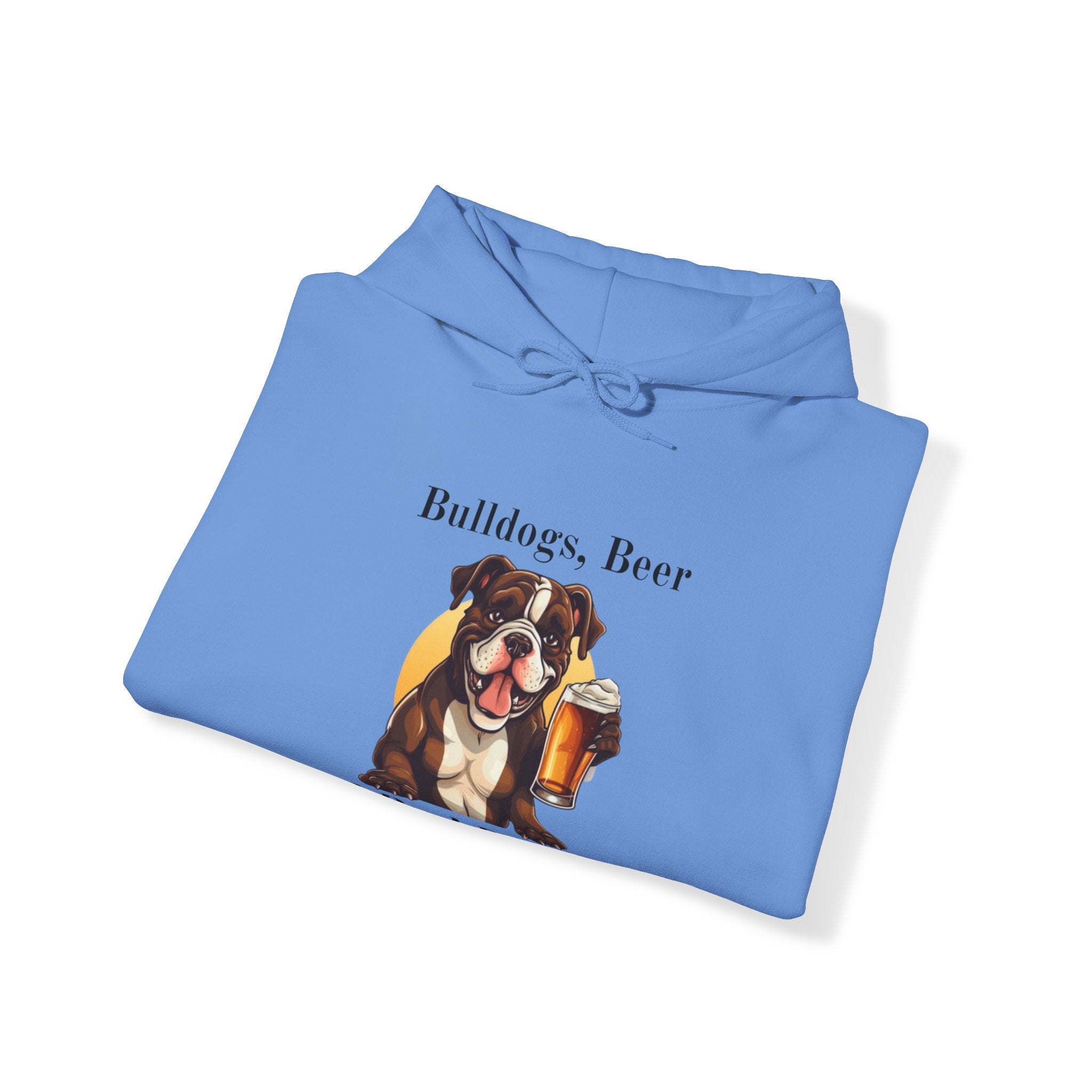 Bulldogs, Beer, and Bad Decisions" Hoodie - Your Go-To Gear for Mischievous Times! size chart - English Bulldog mom gift | Tipsy Bully