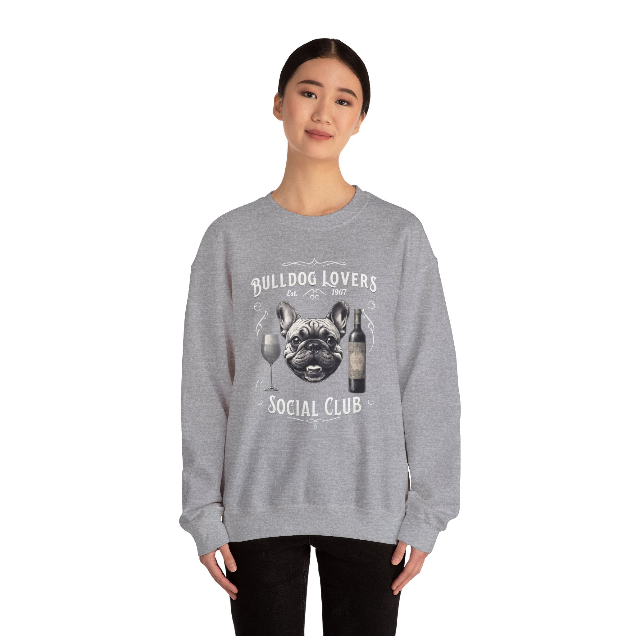 Bulldog Lovers Social Club Unisex Heavy Blend™ Crewneck Sweatshirt (French/Wine)