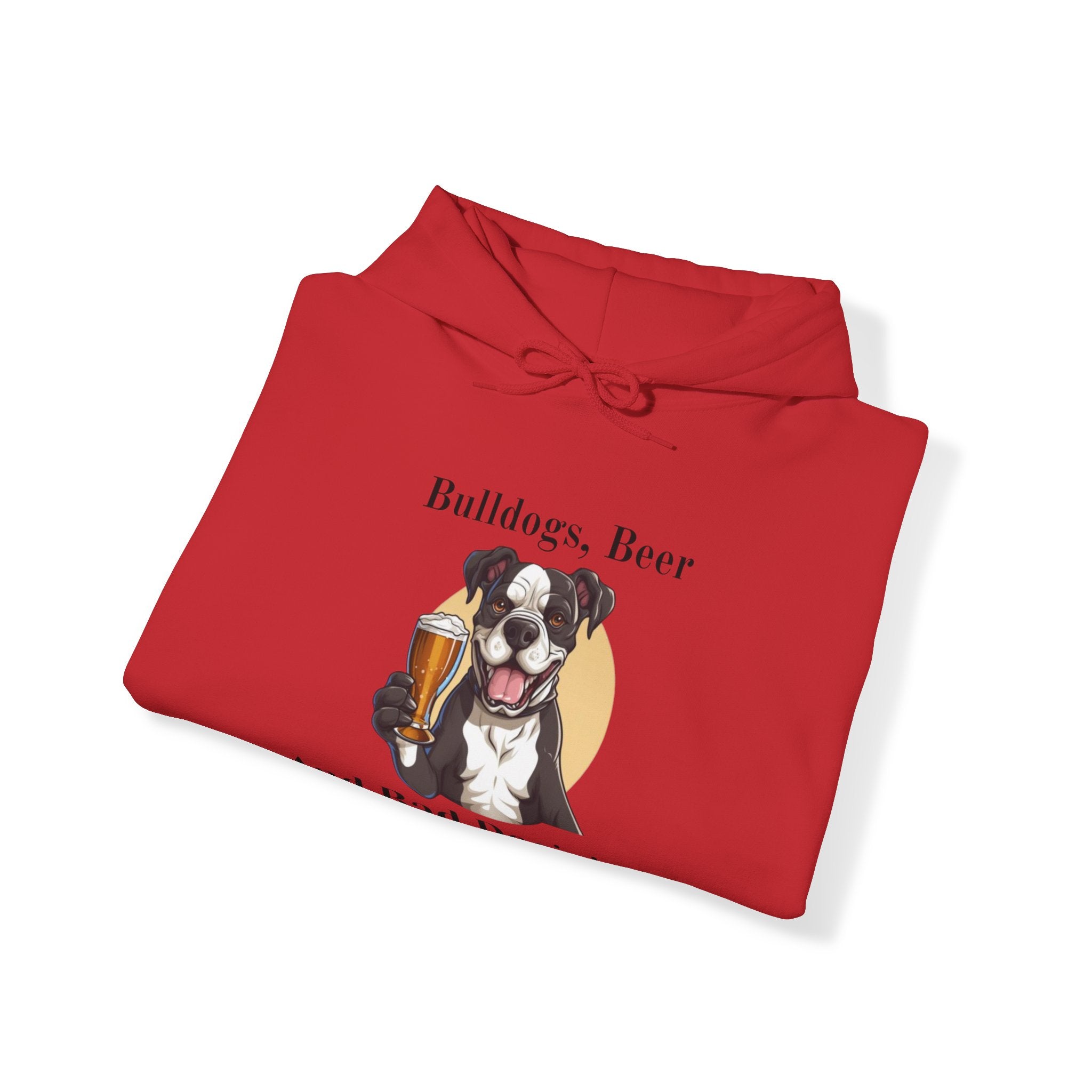 Bulldogs, Beer, and Bad Decisions" Hoodie - Your Go-To Gear for Mischievous Times! color option - English Bulldog mom gift | Tipsy Bully