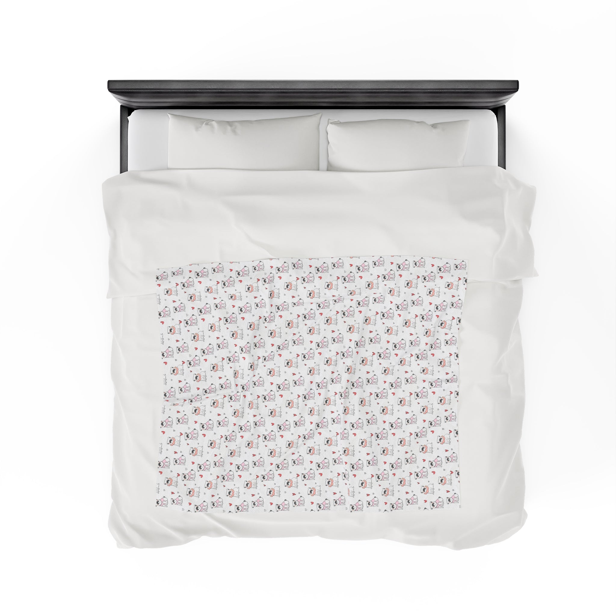 Bulldog Cuddle Haven: All-Over-Print Velveteen Blanket (English)