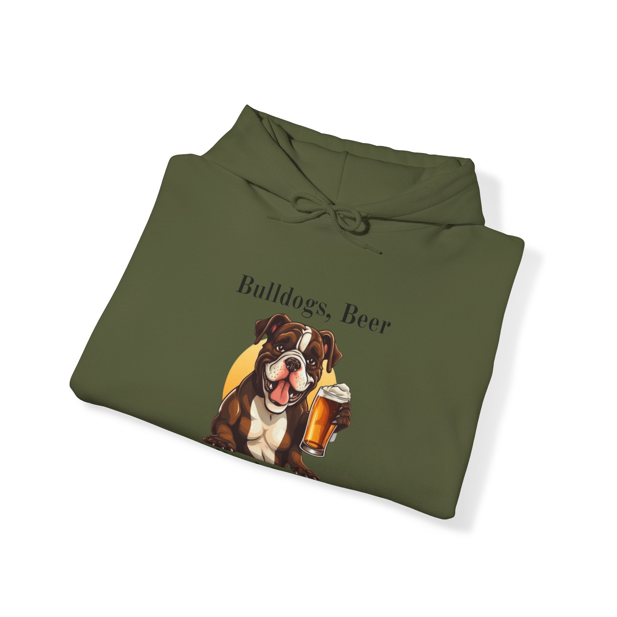 Bulldogs, Beer, and Bad Decisions" Hoodie - Your Go-To Gear for Mischievous Times! (American/Brown)