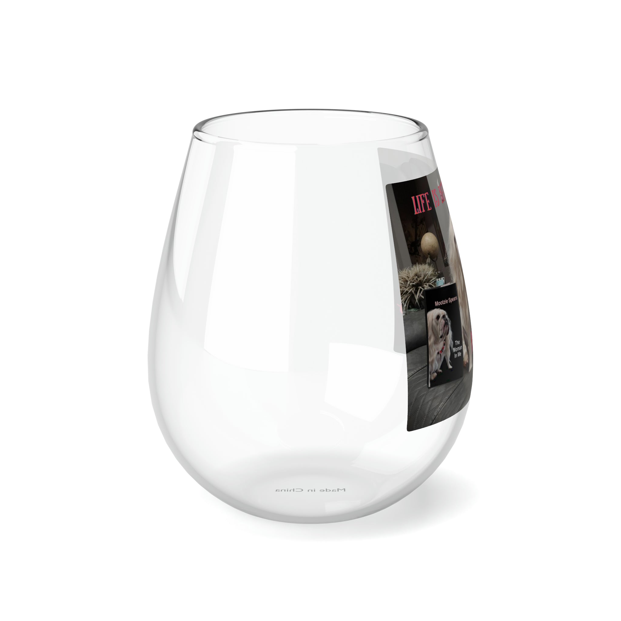 Tipsy Bully Customizable Stemless Wine Glass lifestyle photo - English Bulldog mom gift | Tipsy Bully