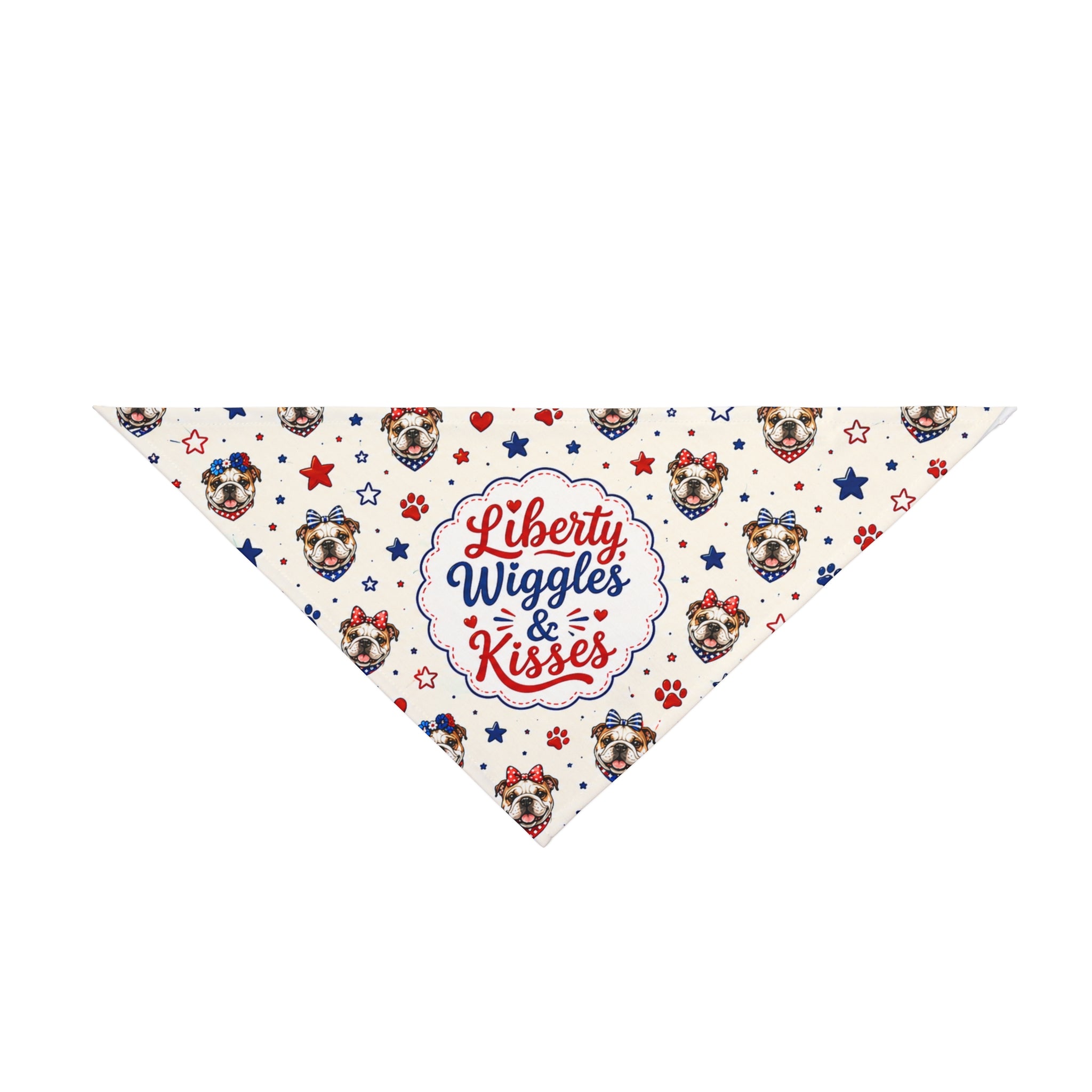 Liberty, Wiggles & Kisses 4th of July Dog Bandana (English)