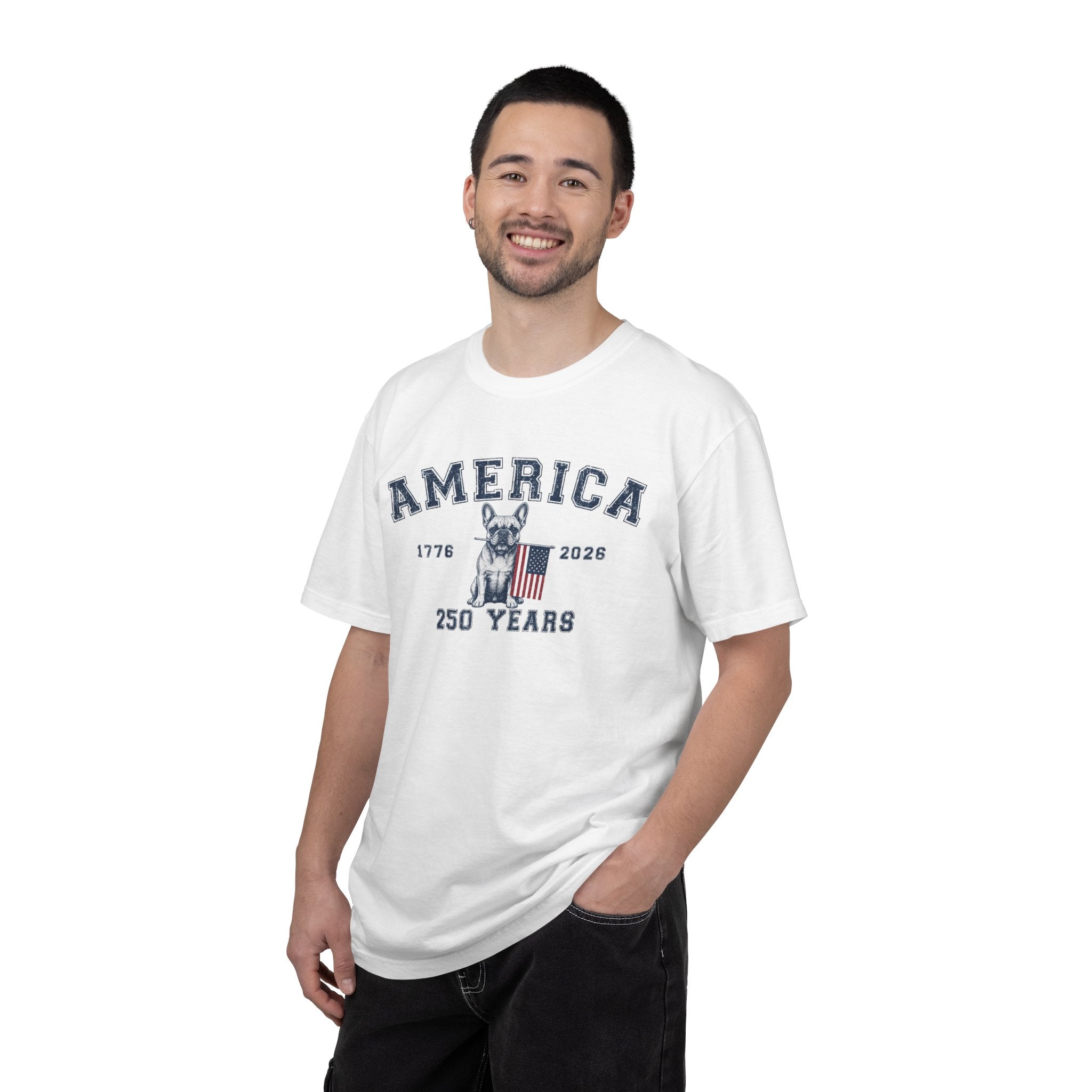 America 250 Years Bulldog T-Shirt | Patriotic Garment-Dyed Tee (French)