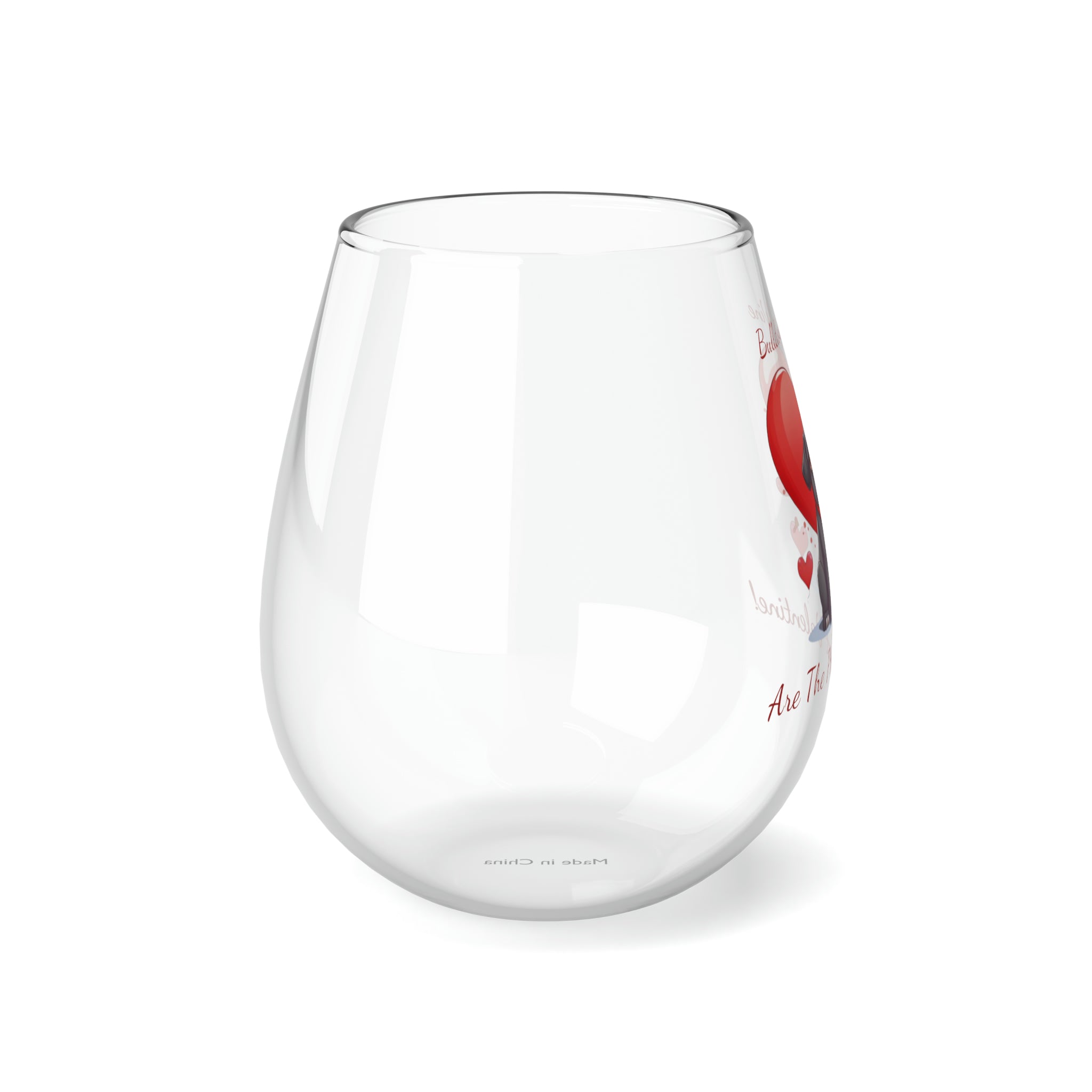 Bulldogs & Wine Are the Perfect Valentine! Stemless Wine Glass - Black English