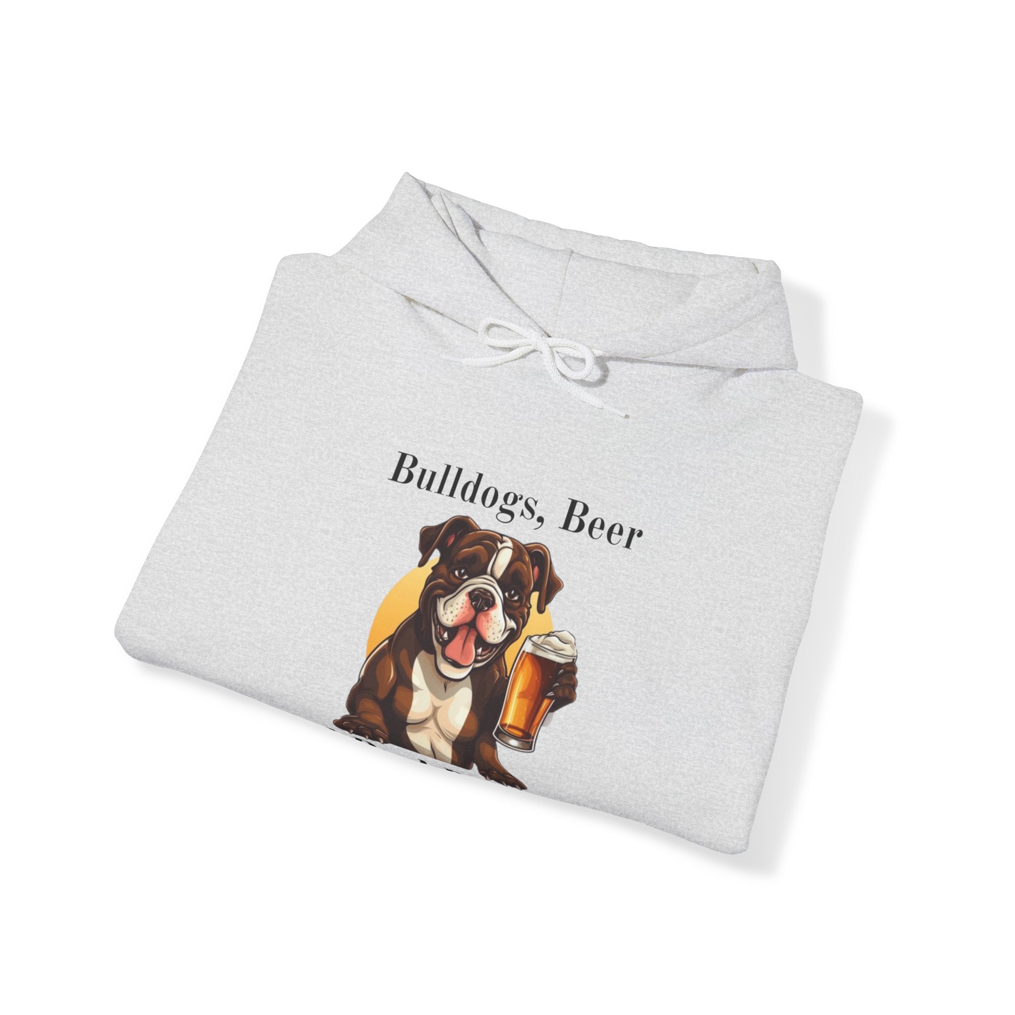 Bulldogs, Beer, and Bad Decisions" Hoodie - Your Go-To Gear for Mischievous Times! (American/Brown)