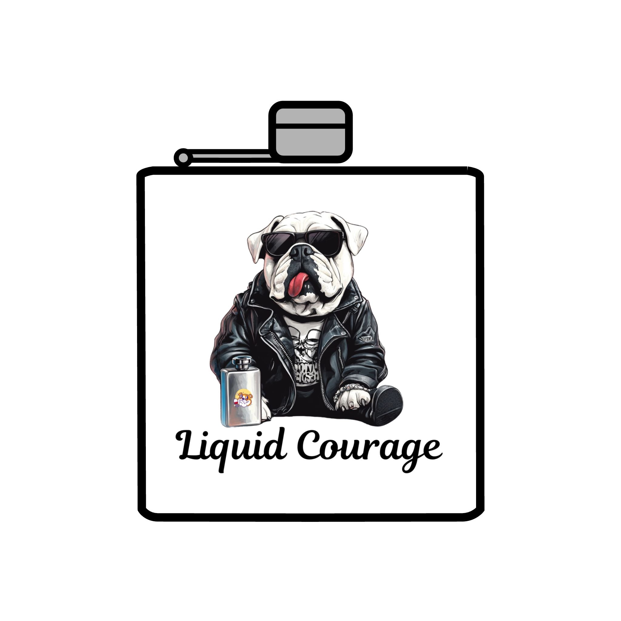 Tipsy Bully Stainless Steel Flask – Bulldog Edition (English/Courage)